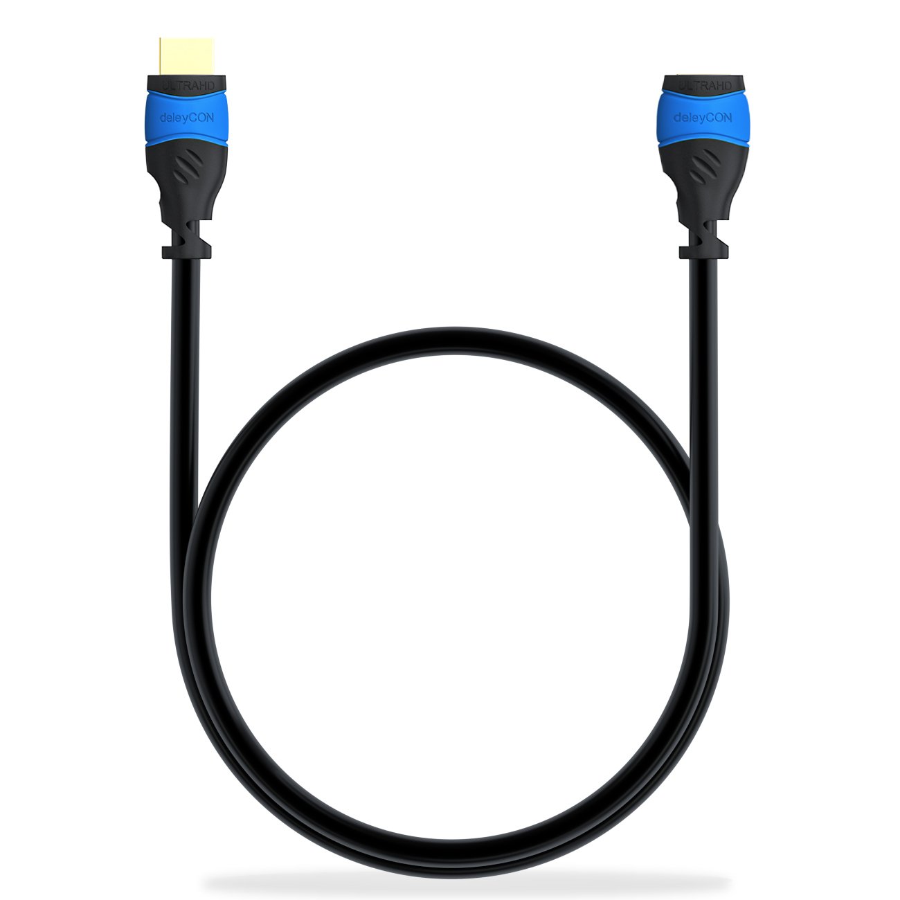 deleyCON 1,5m Cavo di Prolunga HDMI - Compatibile con HDMI 2.0a/b/1.4a - UHD, 4K, HDR, 3D, 1080p, 2160p, ARC, Type a (Standard) - Nero/Blu