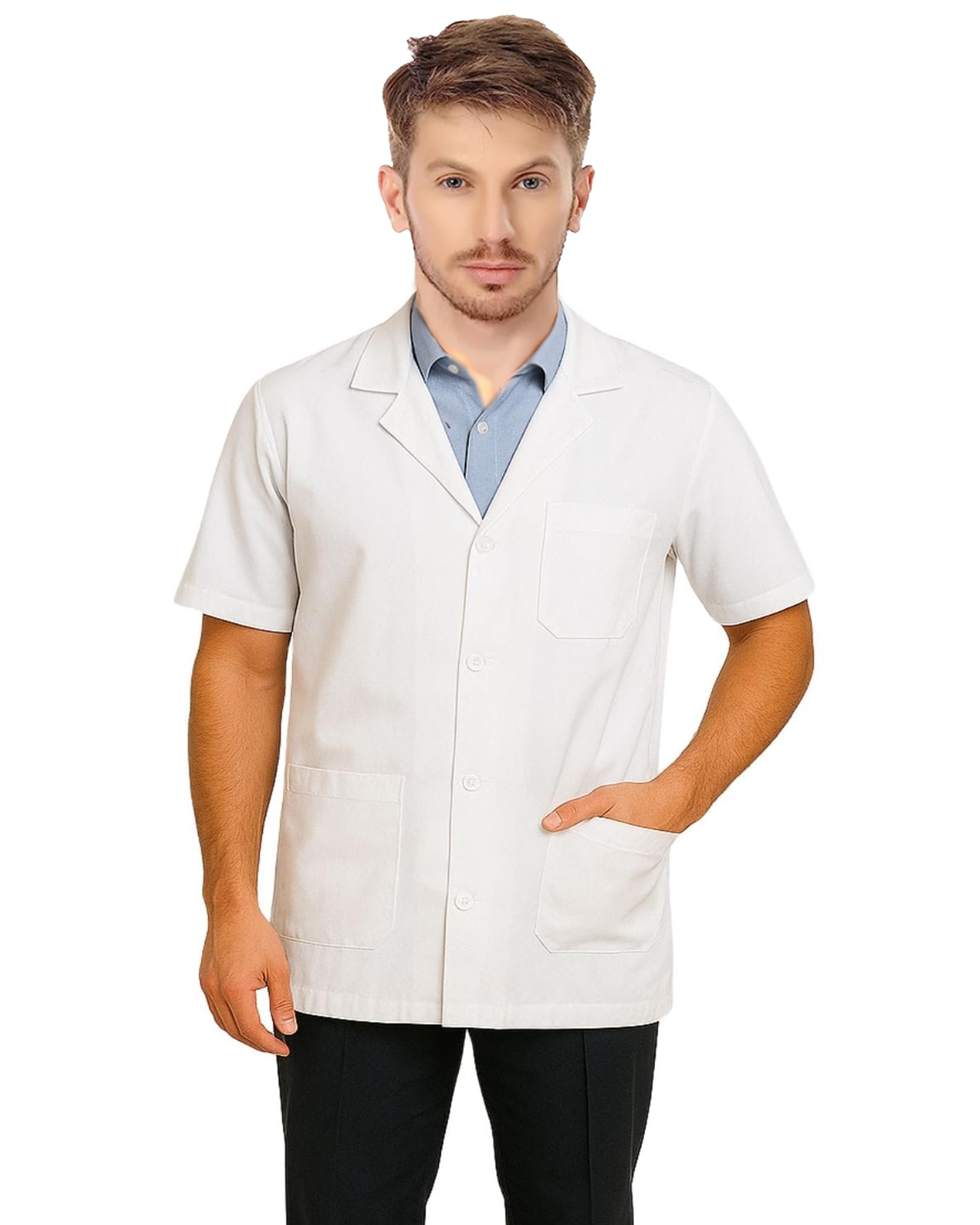 Half Sleeves Lab Coat for Mans | Professional Lab Coat | Durable & Comfortable | Lightweight & Breathable Fabric | Anti-Wrinkle | Ideal for Medical, Science & Laboratory Use-picture-16