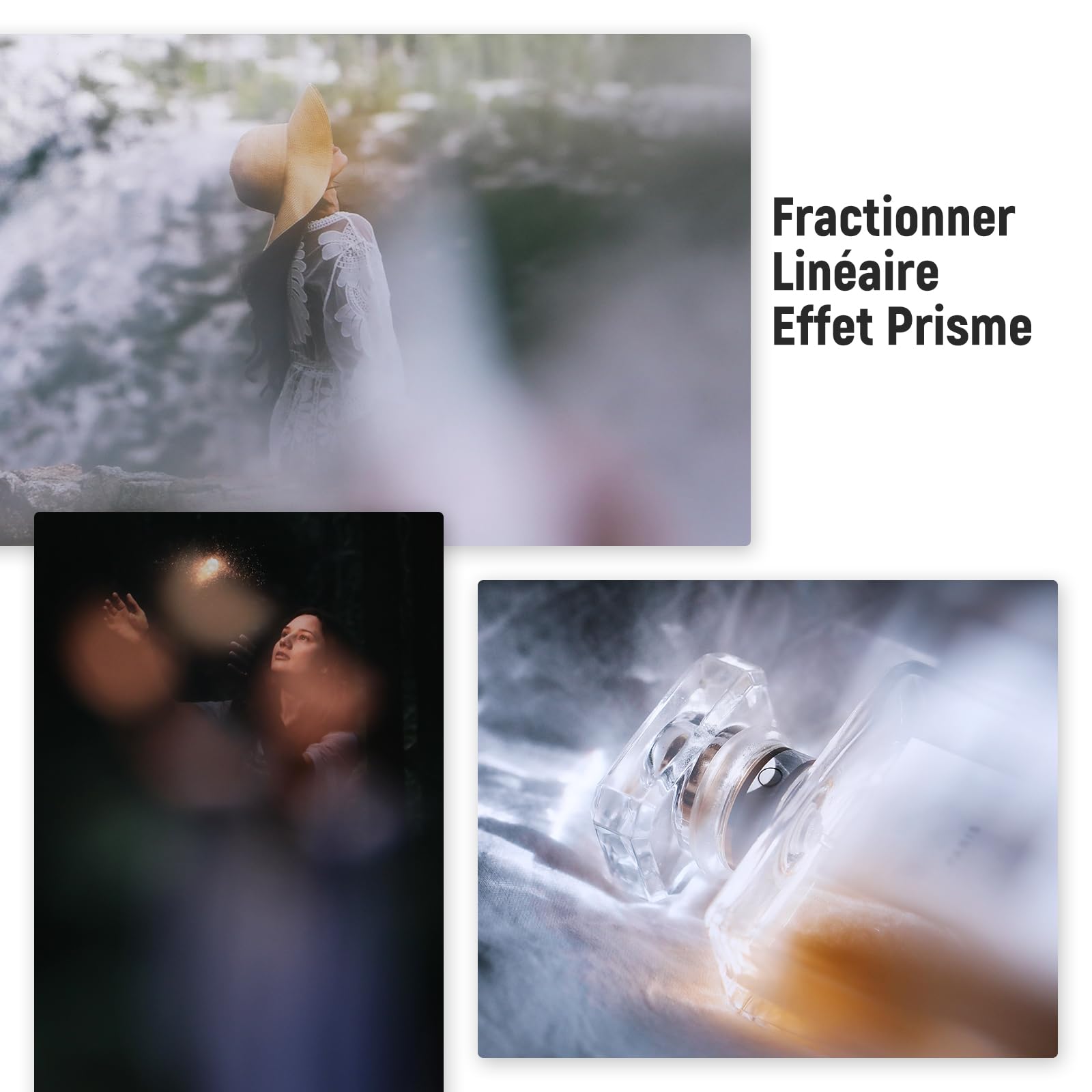 NEEWER 79mm Filtre à Effet Dioptrique Divisé, Filtre à Prisme Demi-dôme avec poignée, 1/4" Trou de vis pour Petit Trépied, Verre Cristal Optique BK9 Semi-Circulaire pour Flou de Premier Plan
