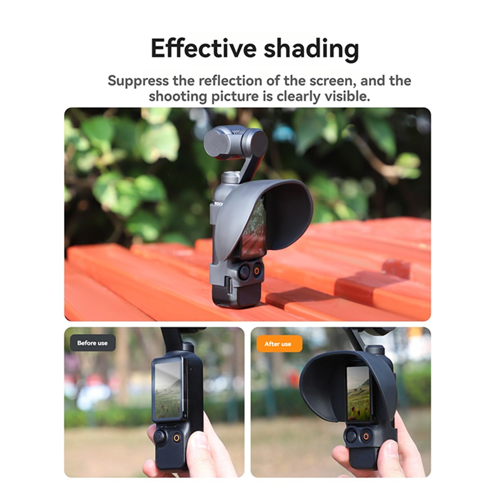 LICHIFIT Screen Hood Sun Hood for DJI Osmo Pocket 3 Gimbal Camera Frame Case with Screen Protector Anti-Glare Sunshade Cover Guard Accessories