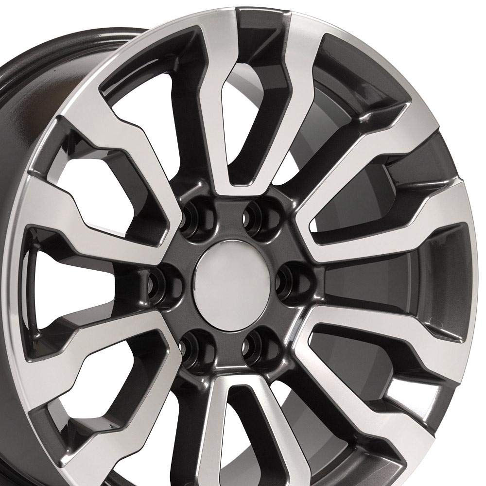 OE Wheels CV35 18 Inch Rim Fits Sierra 1500 AT4 Style 6x139.7 18x8.5 Gloss Gunmetal Machined - Hollander 5909 (1)