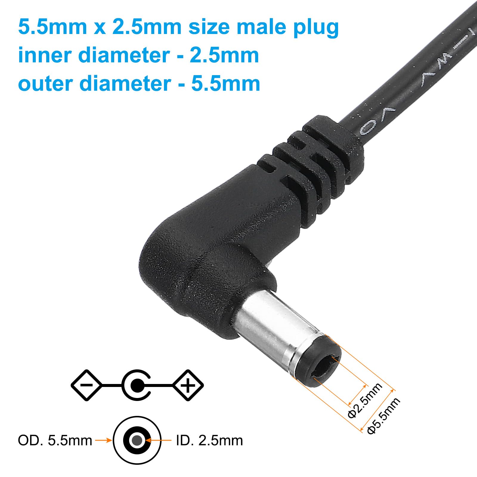 PATIKIL Power Cable 3ft USB 2.0 Type A To DC 3.5 X 1.35 Mm 90 Degree