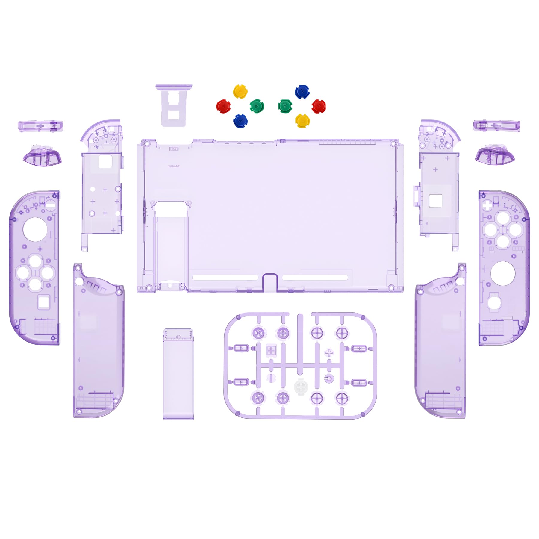 eXtremeRate Carcasa Cristalina para Nintendo Switch Accesorios Funda Protector Shell Placa de Reemplazo con Botones para Nintendo Switch Consola Joycons Control(Cristal Violeta)