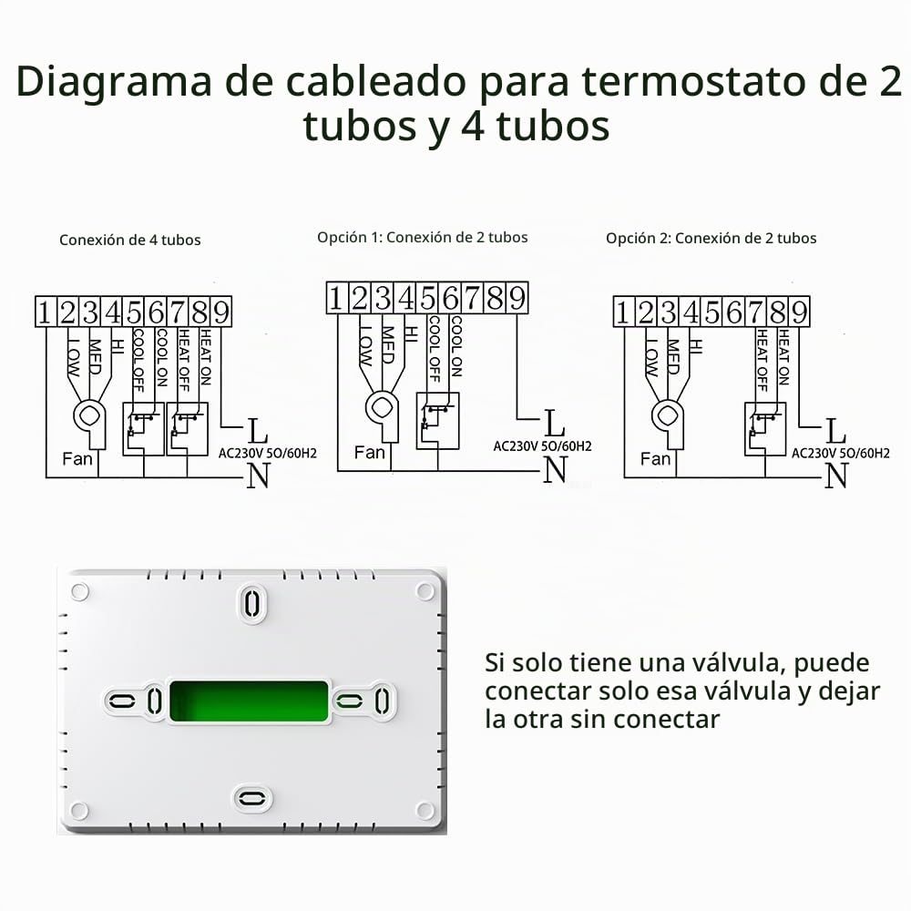 Termostato Fancoil WiFi Tuya Termostato inteligente para aire acondicionado central, programable para ventilador, refrigeración y calefacción, compatible con Alexa