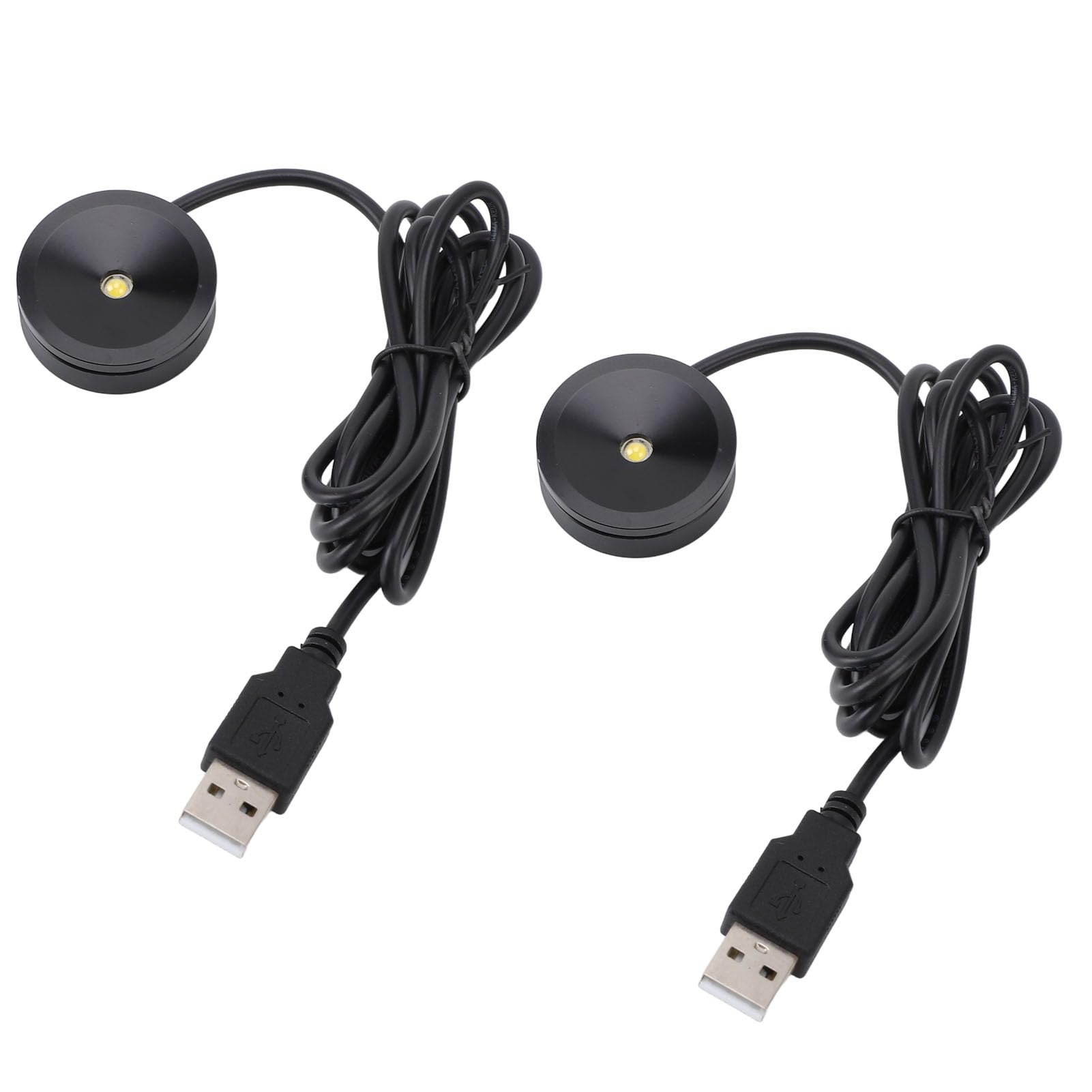Yusat 2PCS Mini LED Spotlights Indoor Aluminum USB 5V Round LED Accent Light for Pictures Artwork Jewelry Showcase Display Cabinet (Nature Light)