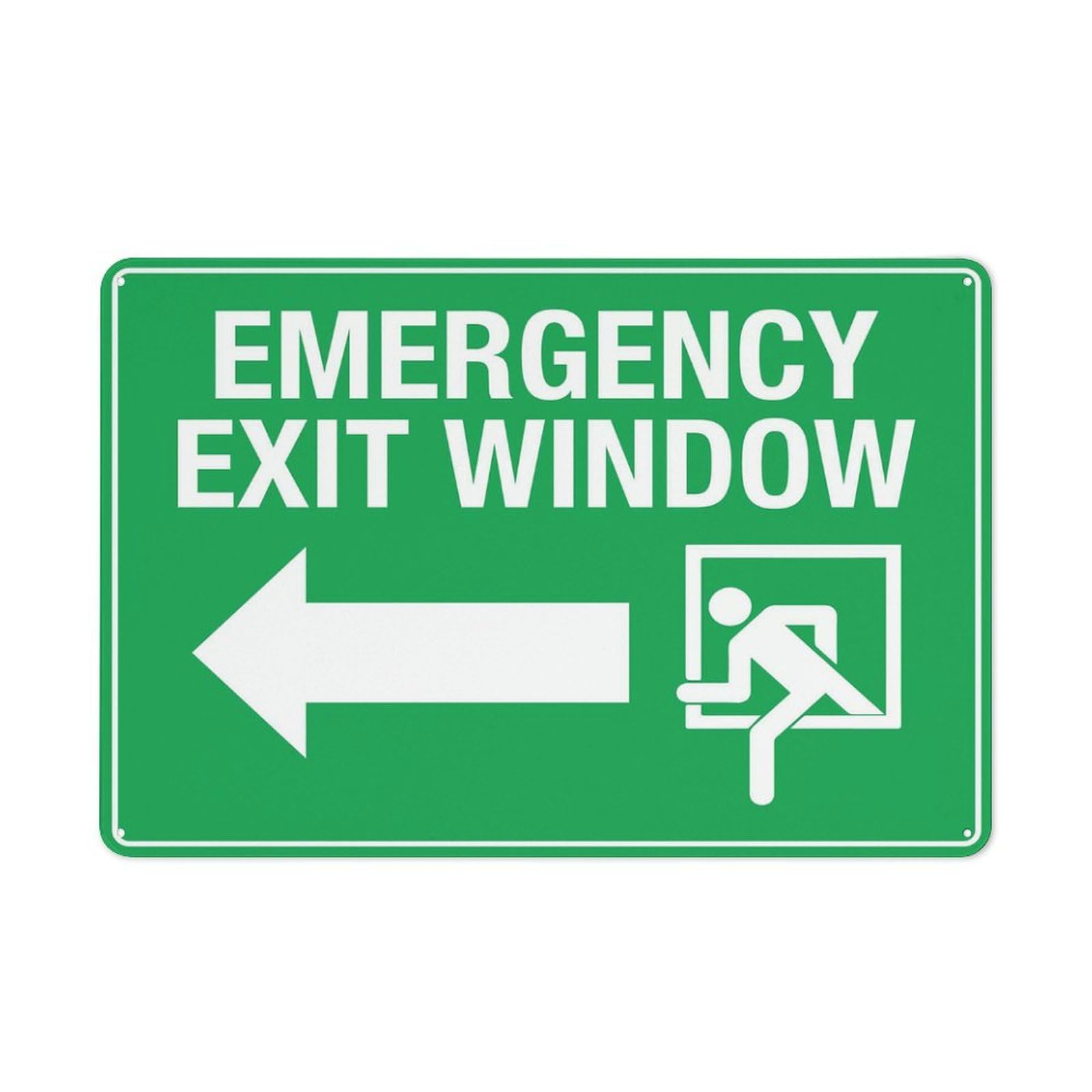 Emergency Exit Window Left Arrow Sign 8"X12" Rust Free Aluminum Signs Outdoor, Metal Tin Sign For Home, Business, Yard