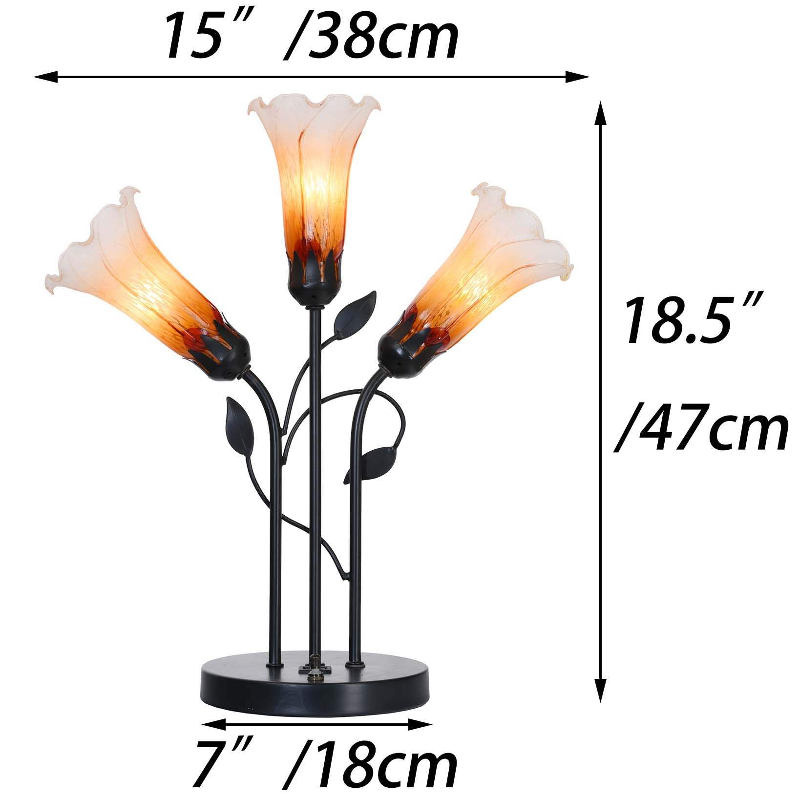アンティーク 鳥がくわえる卓上ライト メタル製スタンド オレンジ