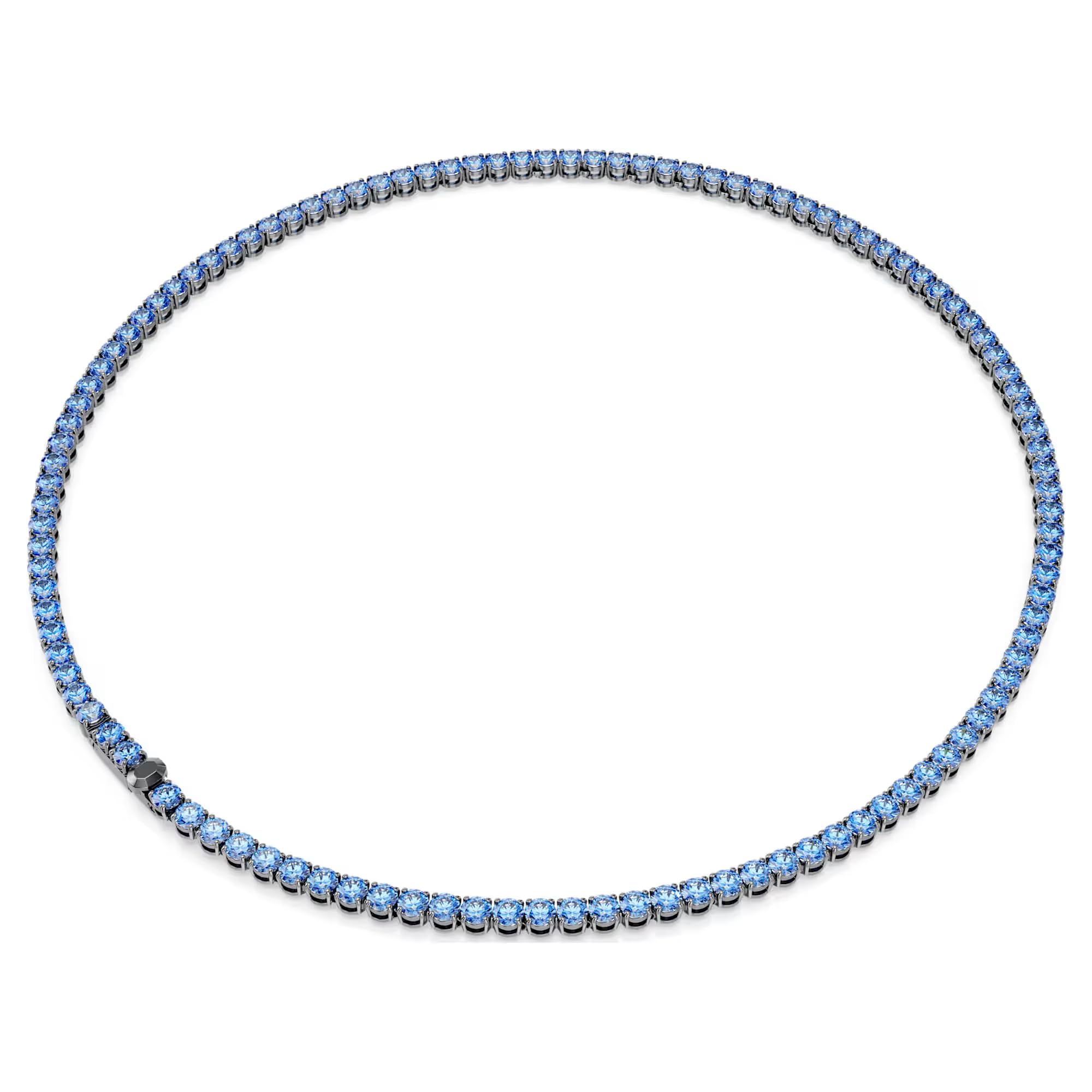 Swarovski Collana Tennis Matrix, taglio rotondo, blu, placcato rutenio