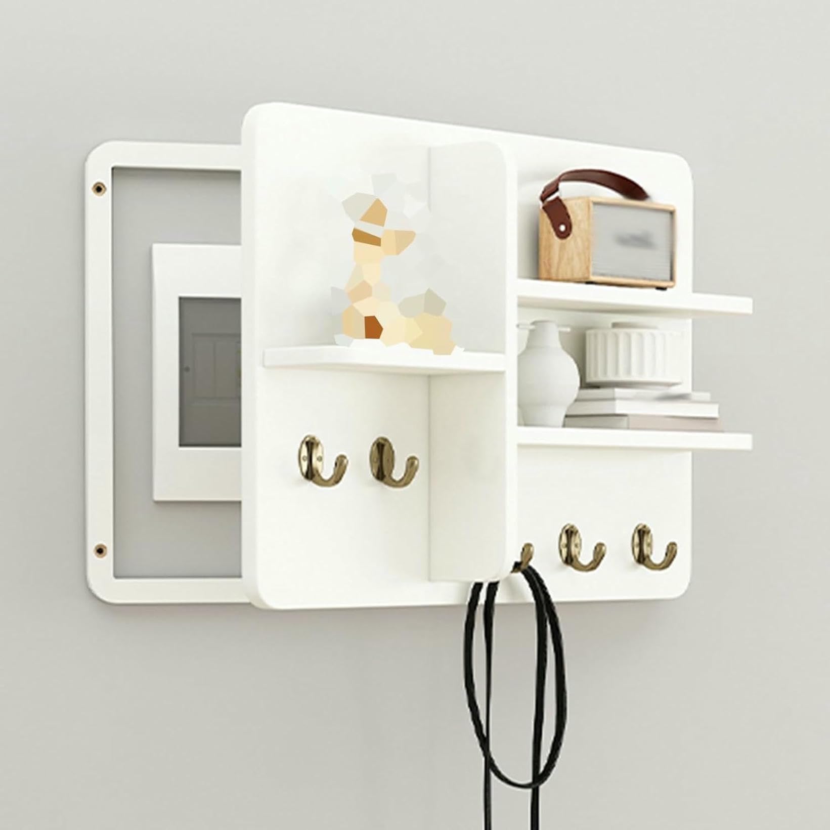 Ocultar la pintura decorativa de la caja del medidor con tapa contador de pared blanca