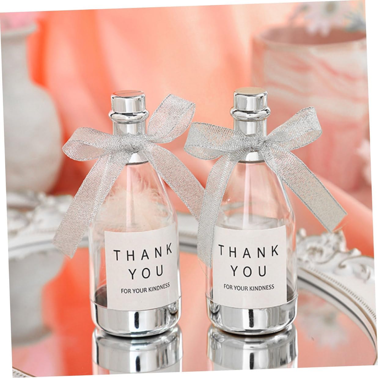 20pcs Silver Large Bottle Shaped Candy Containers with Lid, Candy Boxes for Wedding Party Favors and Birthday Packaging