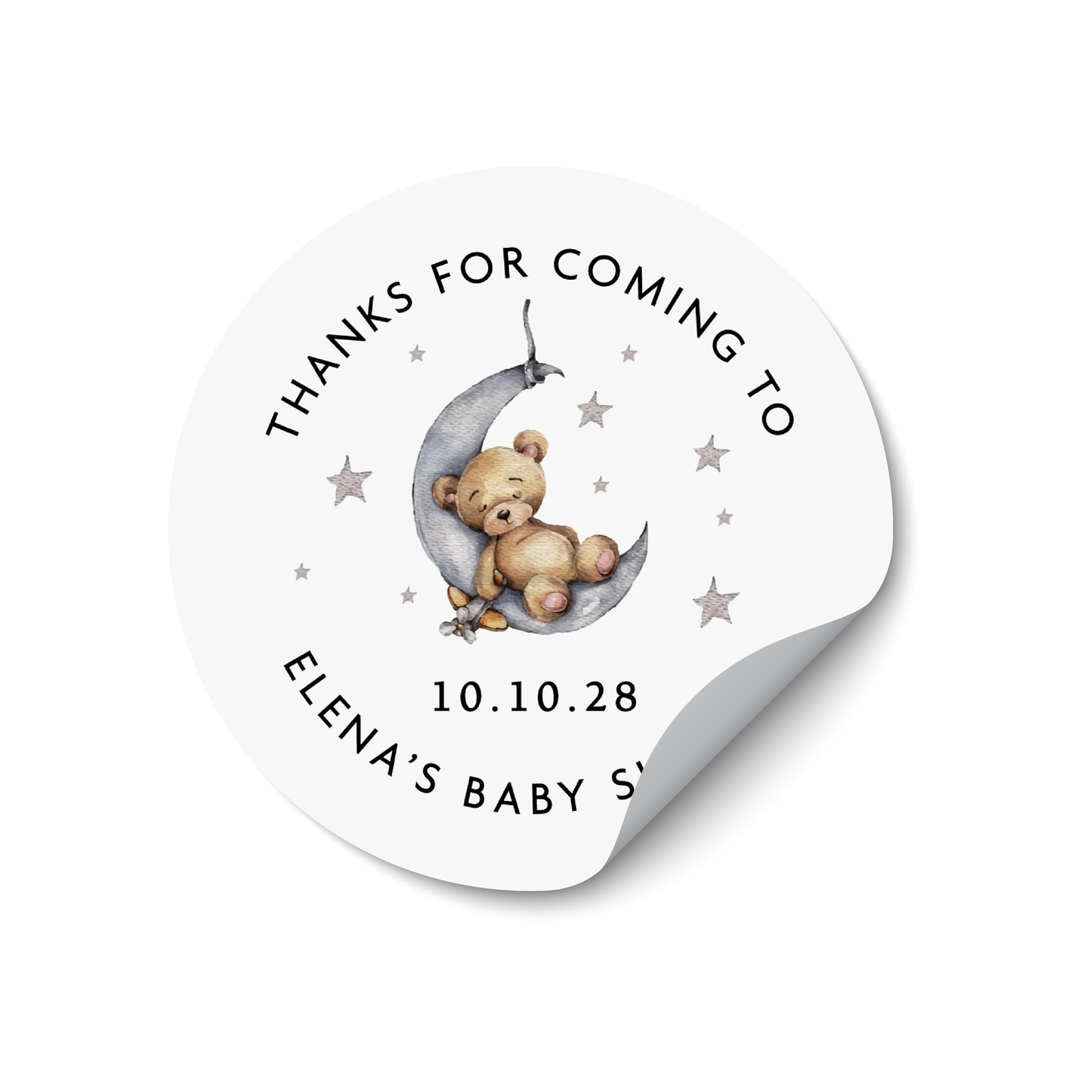 Personalised Baby Shower Stickers, Baby Shower Name Stickers, Custom Favor Tags, Party Favor Labels, Kraft Paper Shower Labels - BS07