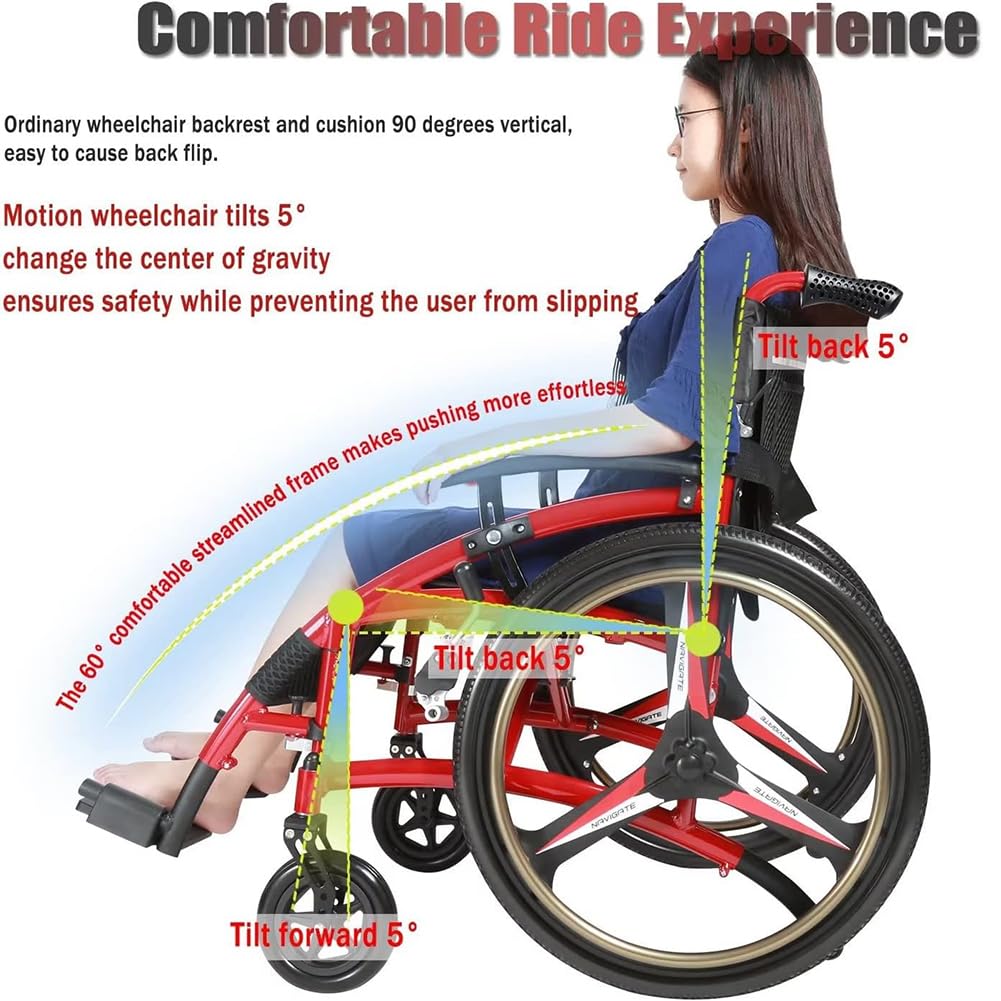 Sedia A Rotelle Dello Sport E Del Tempo Libero Per Adulti, Sedia A Rotelle Pieghevole Autoproprizzata Leggera, Sedia A Rotelle Da Viaggio Per Adulti E Anziani, 100 Kg/220 Libbre Carico