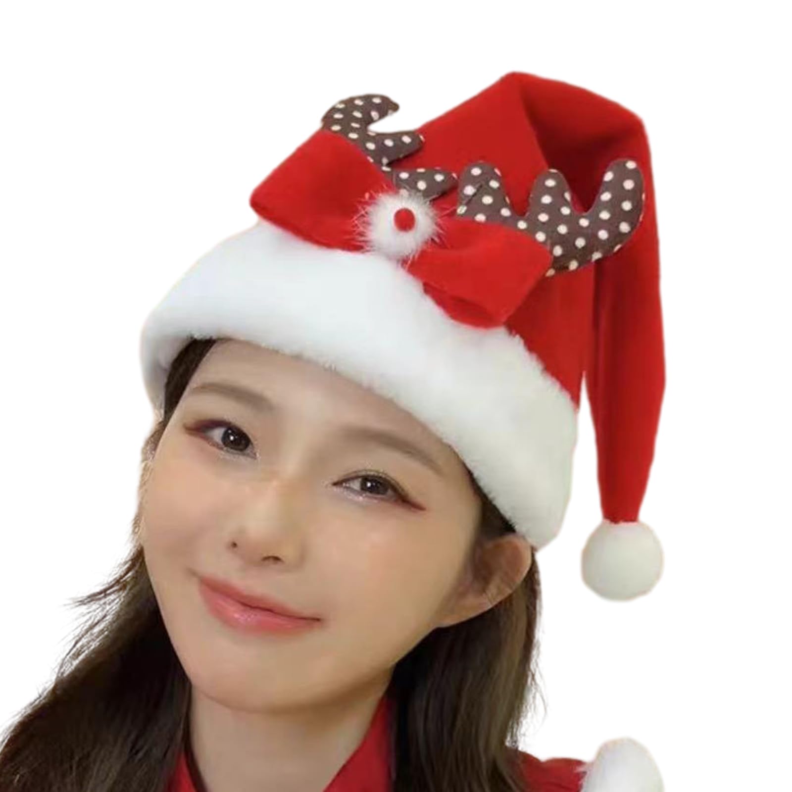 Elnwnnkc Christmas Headwear Cap Thicken Plush Perfect for the Holidays Colorful Sequins Antler for Cosplay Santa Furry Hat Knitted Santa Hat