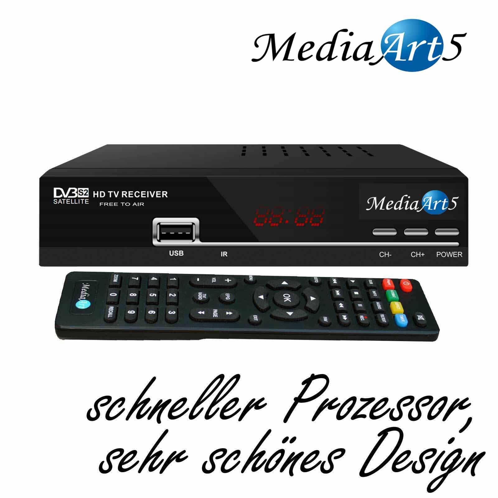 Sat Receiver Mediaart -5 WLAN programmiert Deutsche Senderliste Astra HD 2xUSB YouTube DVB-S2 FTA Scart HDMI