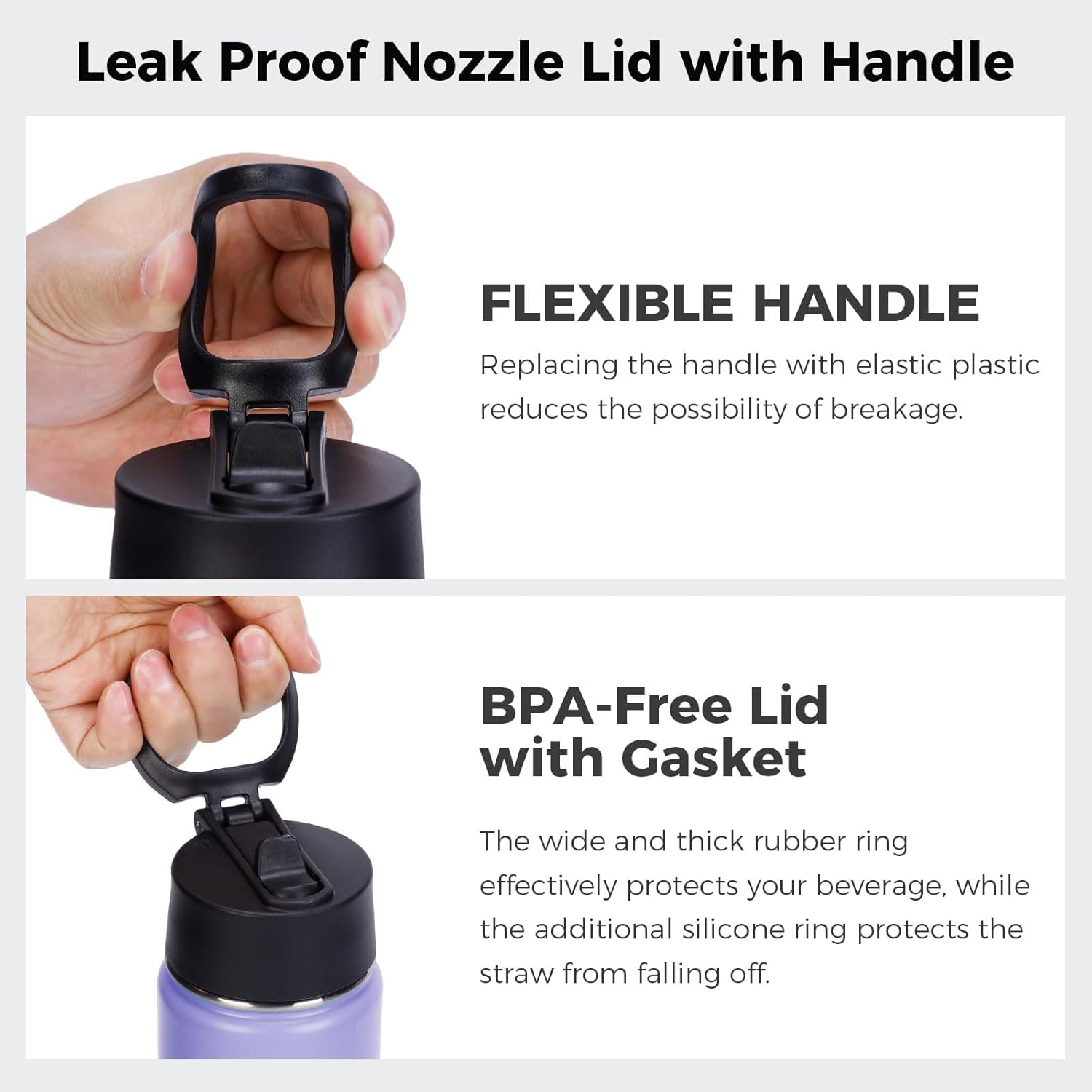 Neihepal 22 oz Insulated Water Bottle with Straw Lid, Double Walled Vacuum Stainless Steel Water Bottles Leak Proof, Wide Mouth (Purple Blue,1 Pack) - Image 5