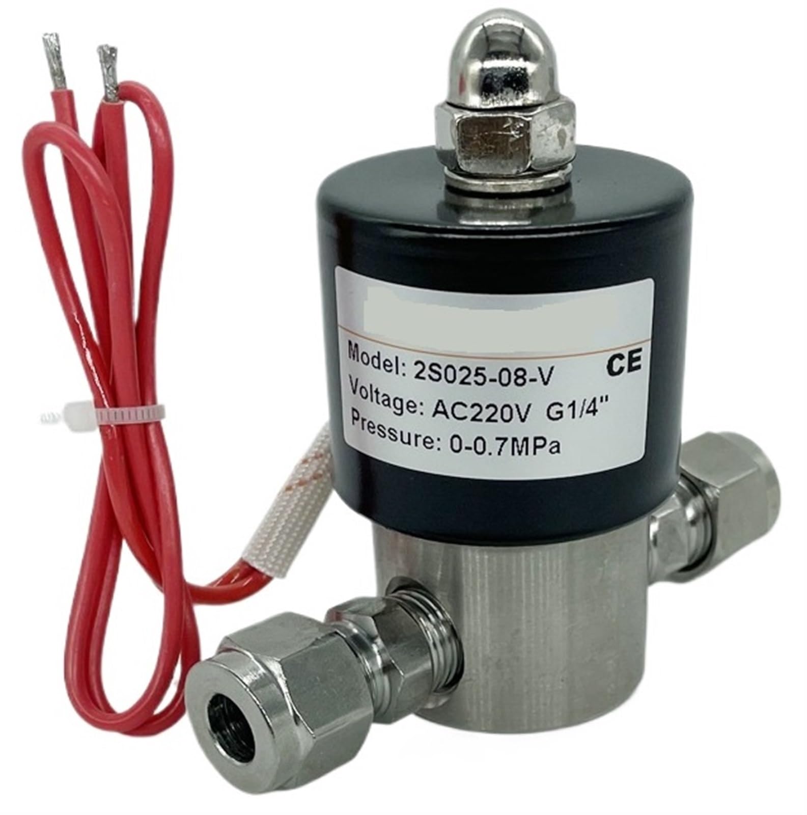 Électrovanne 2S025-08 AC110V en acier inoxydable et son raccordement étanche 10mm