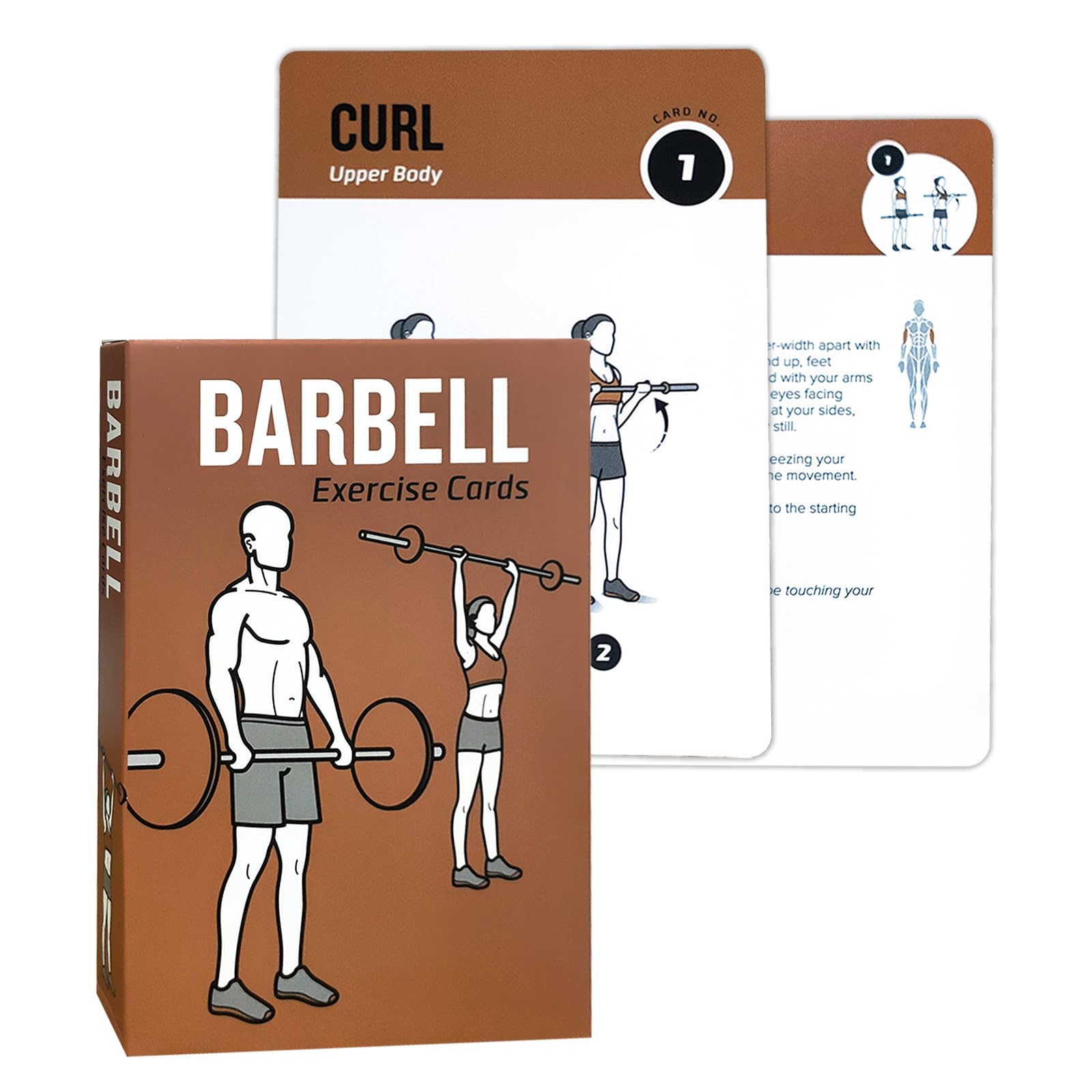 ELAORY Barbell Workout Cards, 62 Exercises Cards Deck Large Size 5" x 3.5" Fitness Cards for Women & Men, Beginner Fitness Guide to Training Exercises at Home or Gym