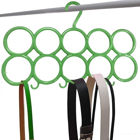 Kuber Industries 10-Circle Plastic Ring Hanger for Scarf, Shawl, Tie, Belt, Closet Accessory Wardrobe Organizer (Multicolour) - CTKTC030742