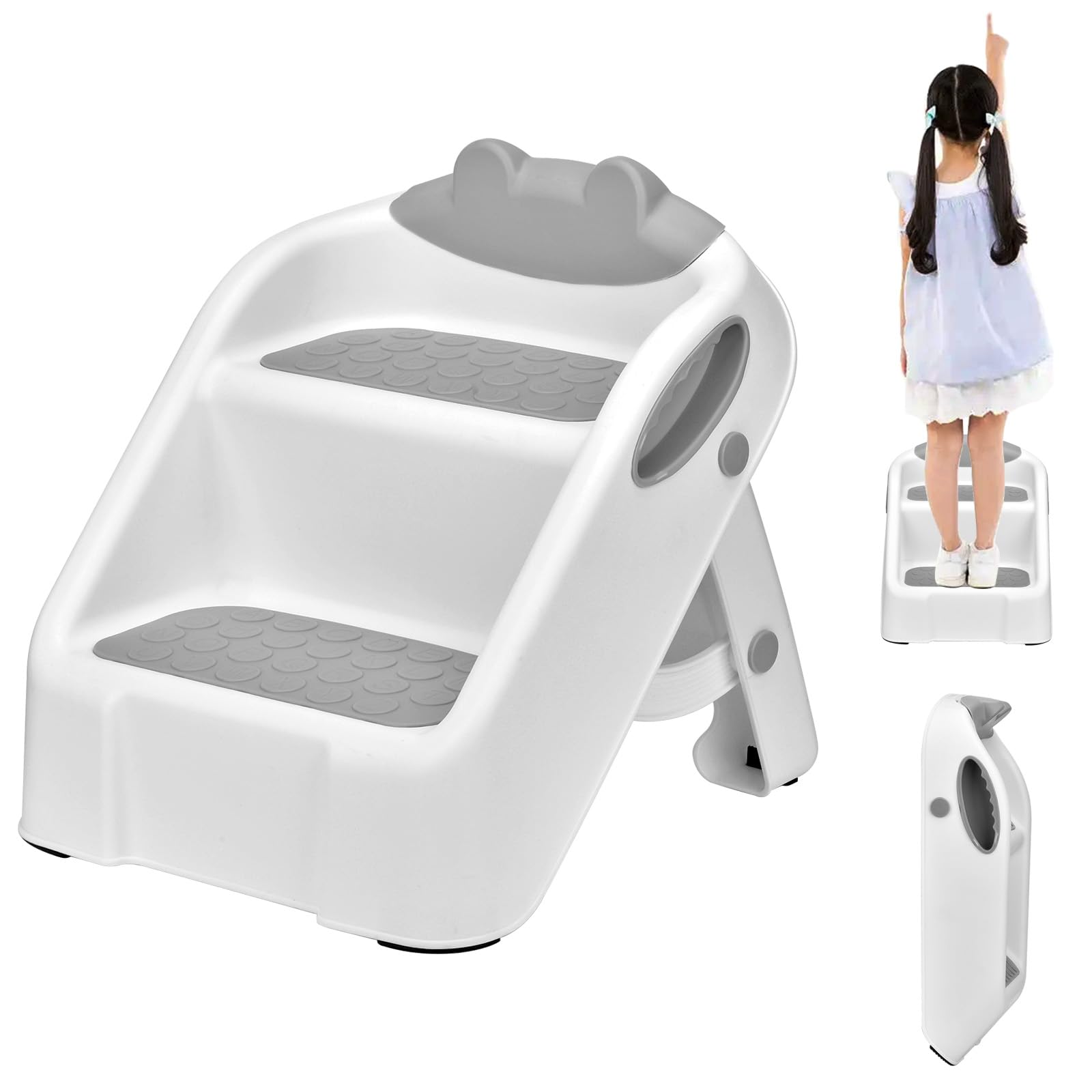 Zoutpy Taburete infantil de 2 niveles, plegable, taburete antiinclinación, para niños de 1 a 3 años, para baño y cocina