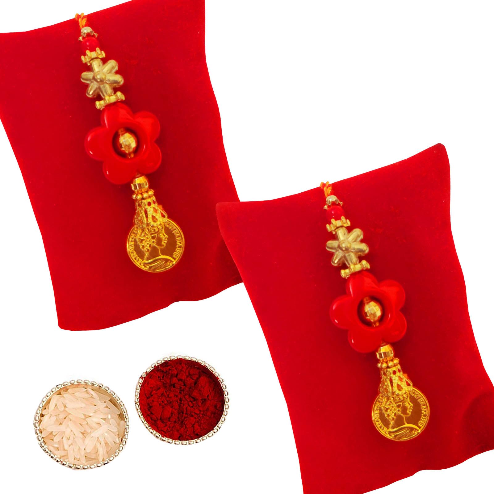 Buyent ® Flower Lumba chuda rakhi for bhabhi RakshaBandhan Moli Bracelet latkan rakhi for bhabhi Sister in law Lumba Rakhi with Roli Tilak Pack lumba rakhi for bhabhi set of 2-image-37