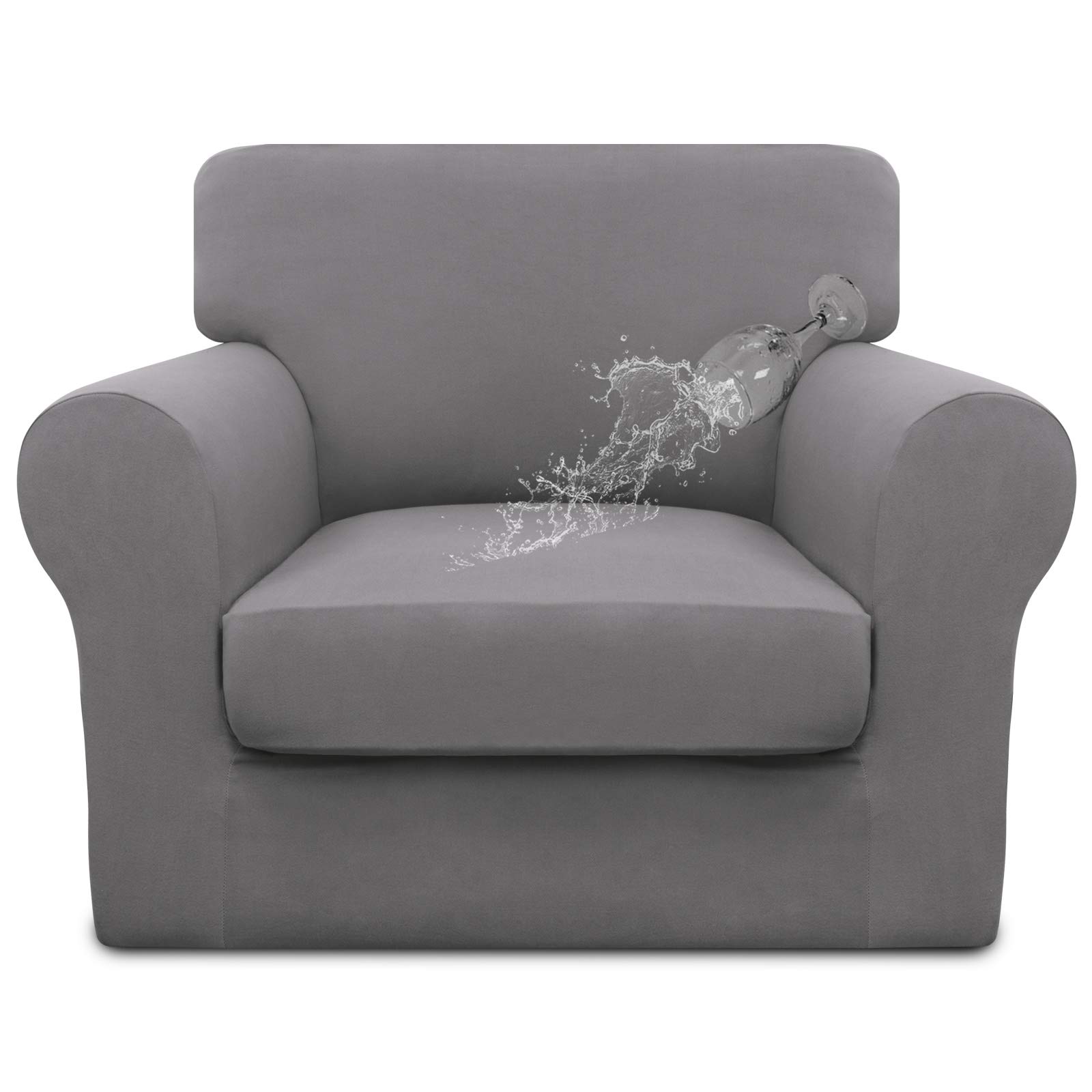 Easy-Going 100% Dual Waterproof 2 Pieces Chair Cover Stretch Soft Couch Cover for Dogs, Sofa Slipcover for 1 Separate Cushion Couch Leakproof