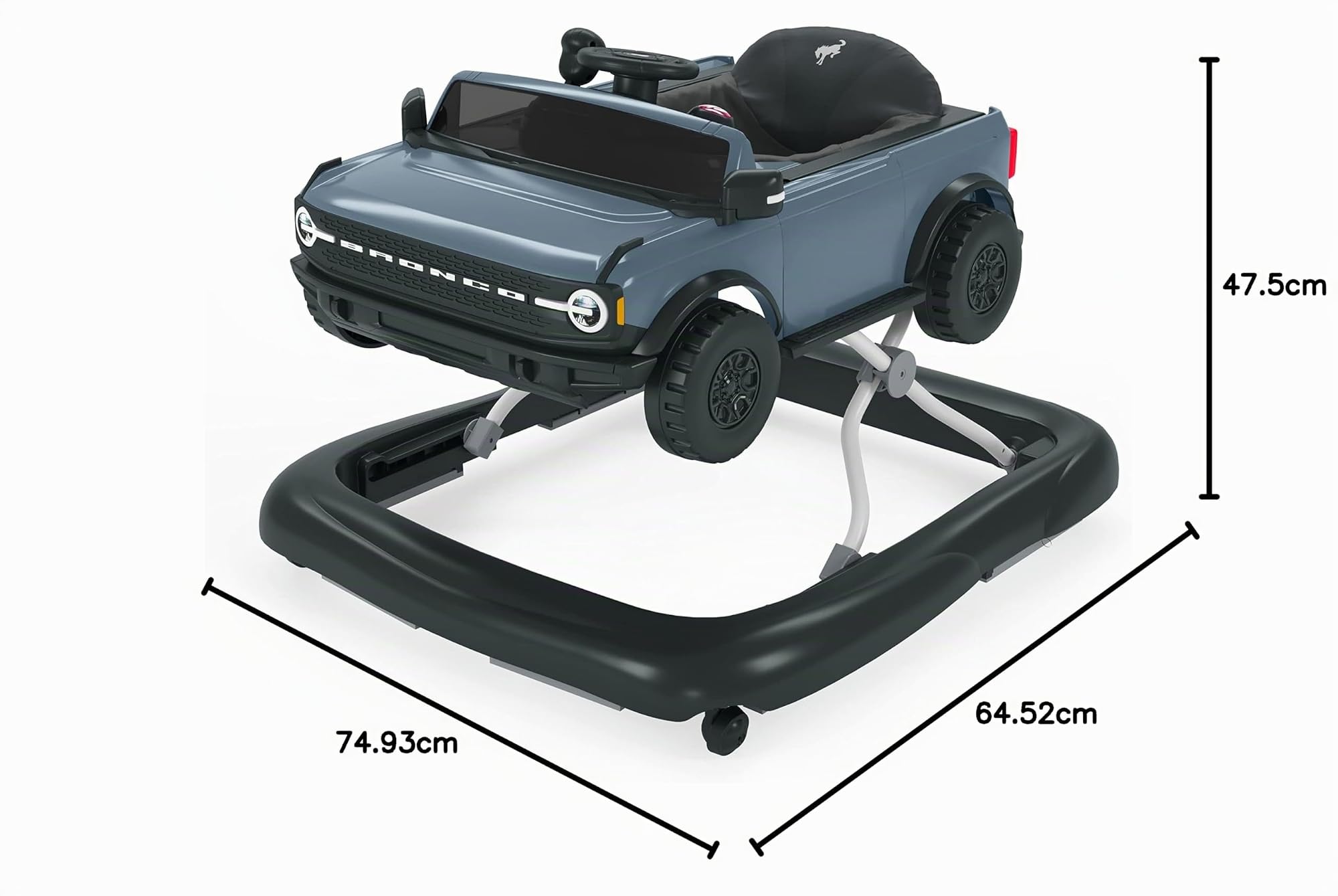 Bright Starts, Andador Ways to Play 4 en 1 Ford Bronco Area 51 azul con Sonidos y Luces, Volante de Actividades Extraíble, Primeros Pasos, Plegable, Altura Ajustable, Unisex, a partir de 6 meses