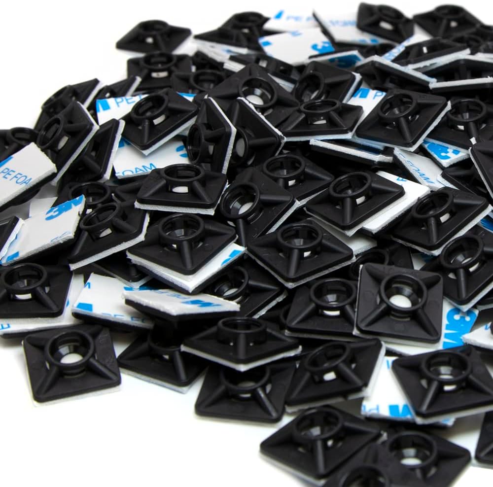 Maxxima 0.75 Inch Zip Tie Mounts, 3M Tape SelfAdhesive Mounting Pad