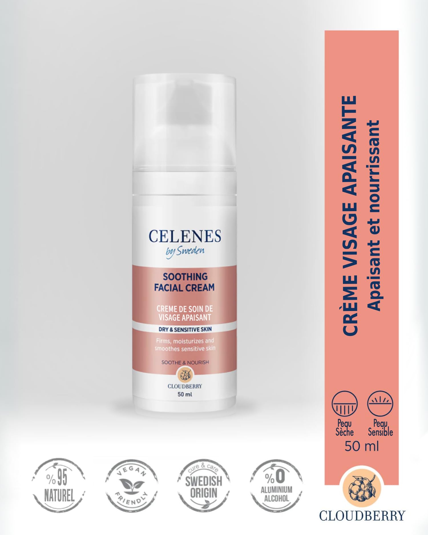 Celenes by Sweden Cloudberry Gel Soothing Face Cream 50ml, Moisturiser Face Women & Men - Image 2