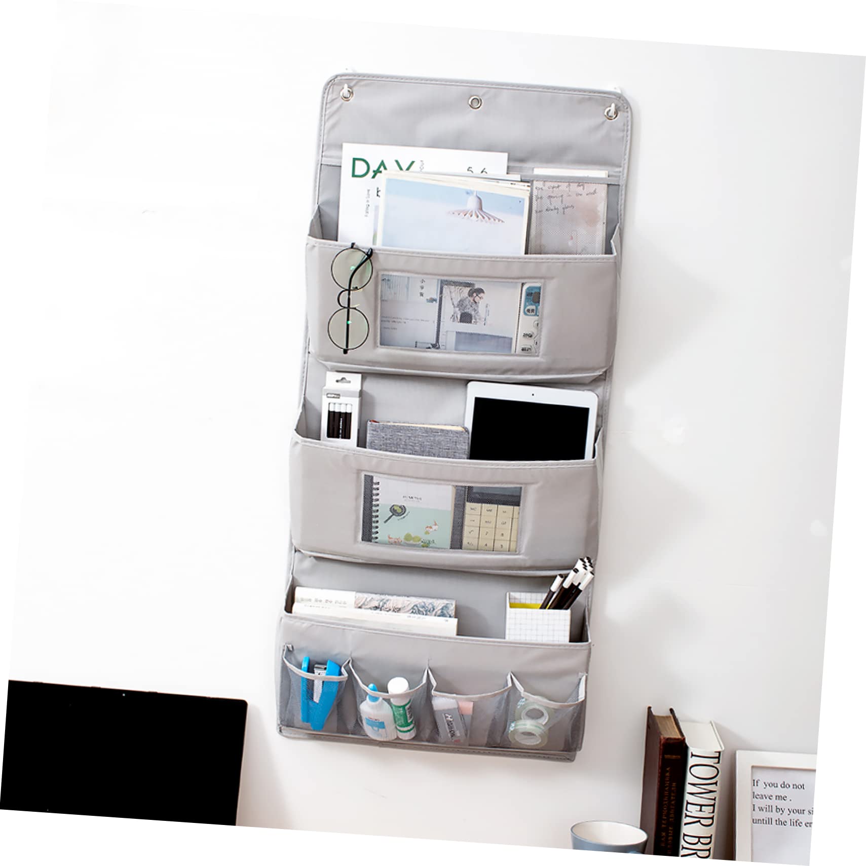 Lagige Aufbewahrungstasche Zum Hängen Tür-Organizer Aus Stoff Grauer Wandbehang Mit Mehreren Fächern Für Wohnzimmer Schlafzimmer Küche Und Büro Praktische Home Storage Bag