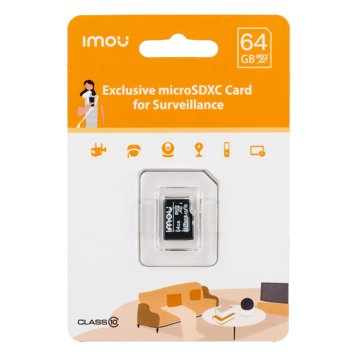 Imou, scheda di memoria flash TF MicroSD SDXC ad alta velocità, 64 GB, Classe 10, fino a 100 MB/s, UHS-I U1