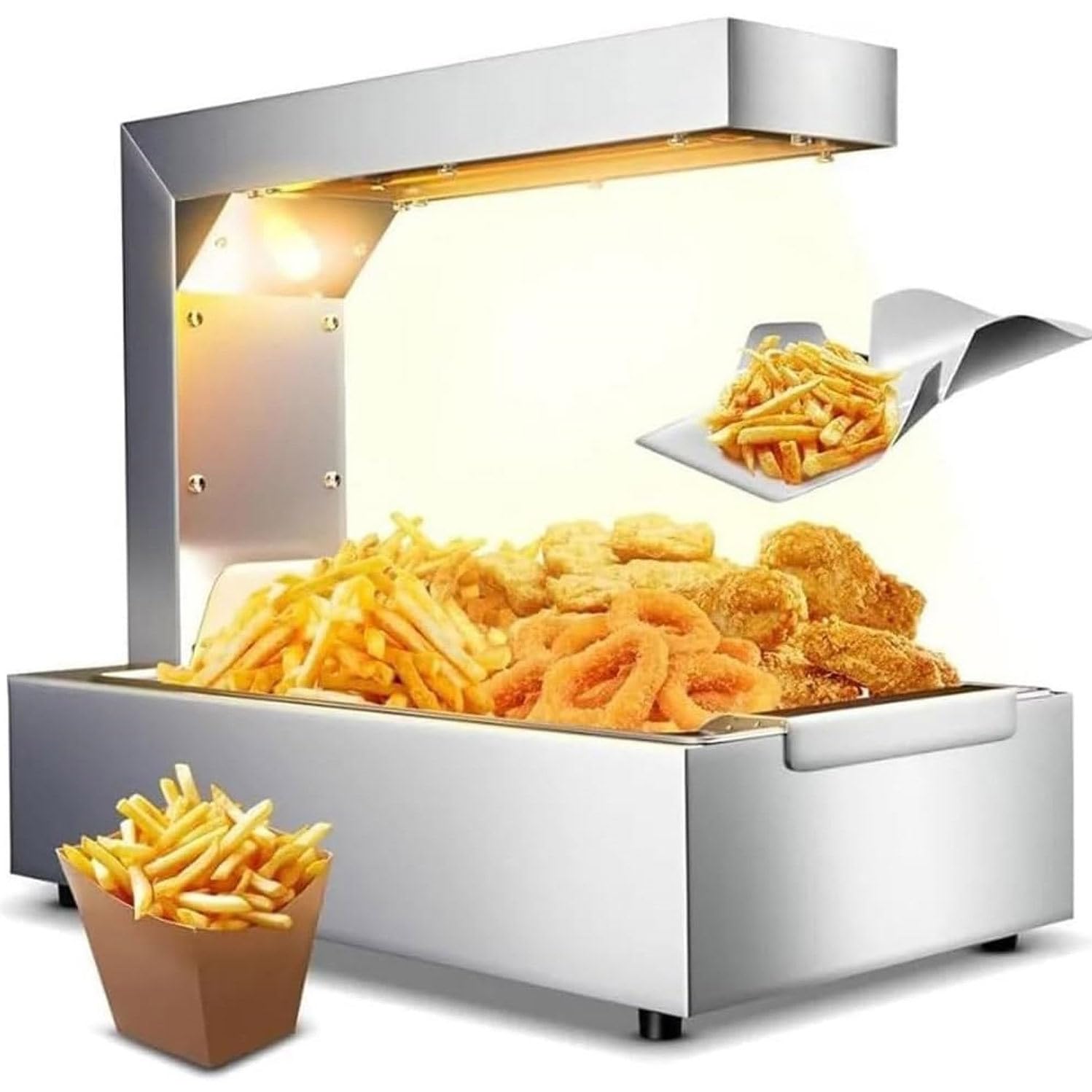 Calentador De Patatas Fritas - 1000 W - Calentador De Patatas Fritas Eléctrico - Calentador De Patatas Fritas - Calentador De Patatas Fritas - Con Iluminación - Aparato Para Calentar Patatas Fritas