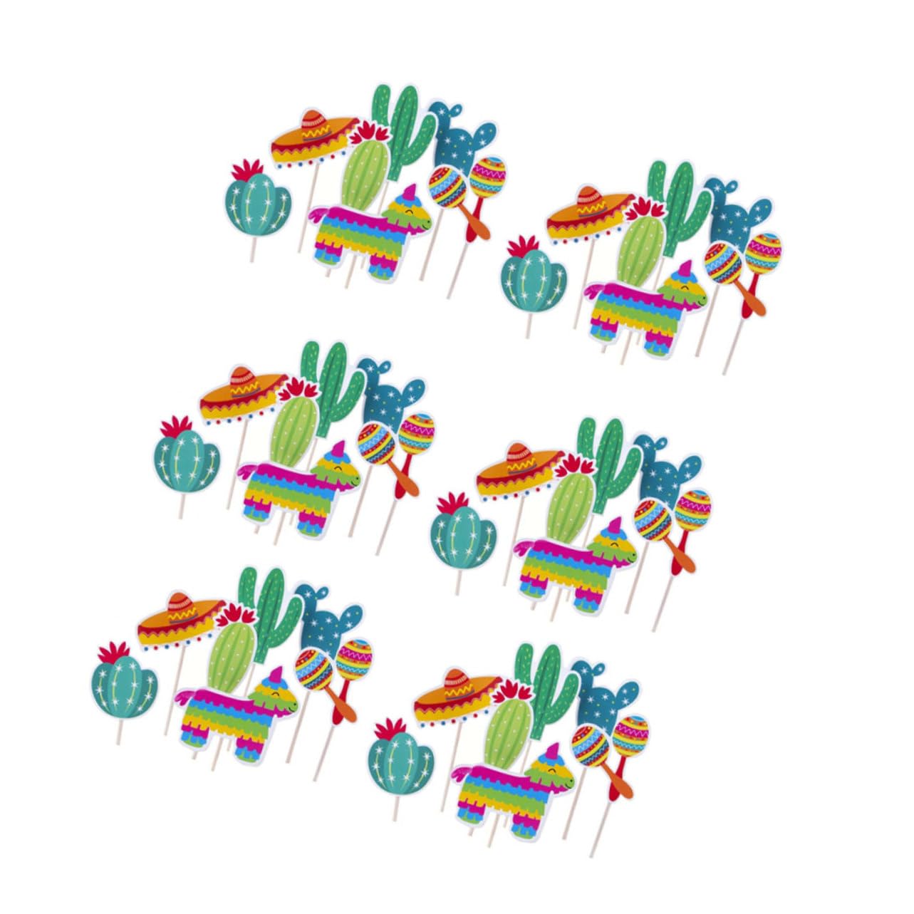 ERINGOGO42pcs Fiesta Party Supplies Camel Ornament Pinata Sombrero Cupcake Topper Cute Dessert Picks Fiesta Cupcake Topper Cupcakes Fiesta Decoration Desert Decor Cactus Wooden Props