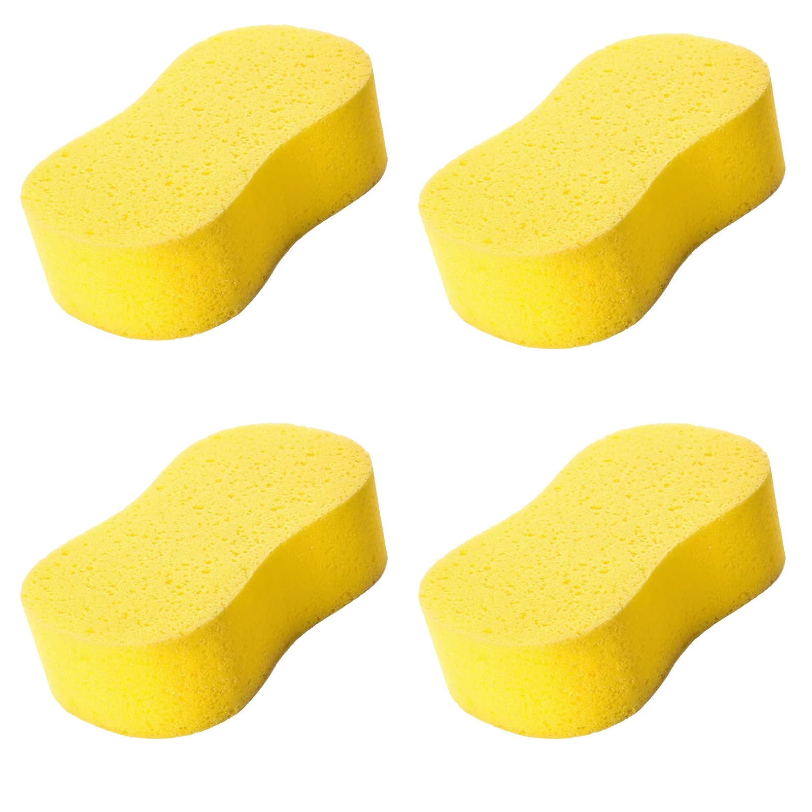 Dxbnezbc Yellow 4 Pcs Car Sponges For Cleaning Washing & Windows, Car Wash Sponge, Anti Scratch Technology For Cars Exterior, Window Washing, Wheels, Windscreen, Bodywork