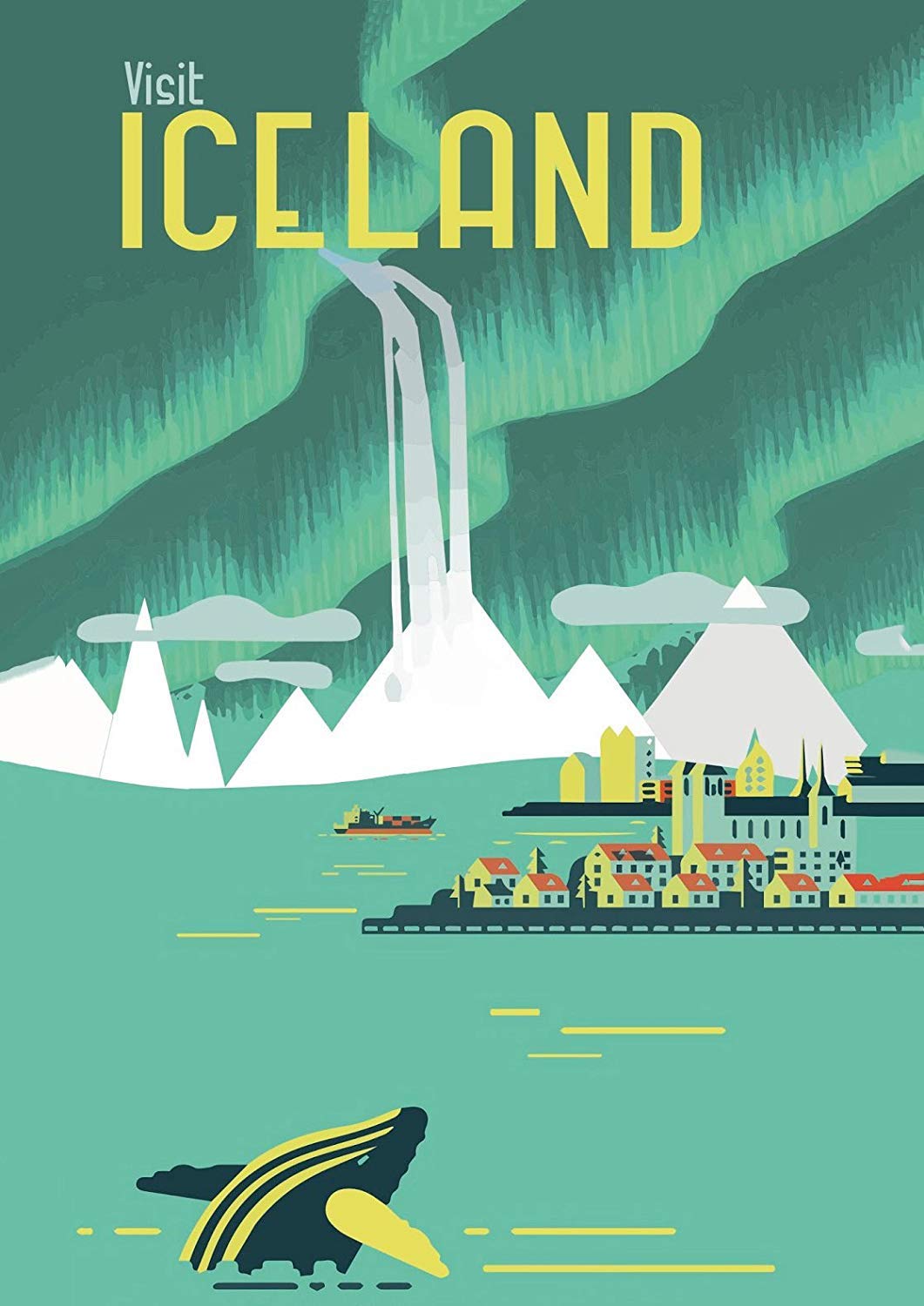 RPW Iceland Vintage Railway Travel Poster Art Print A3 42 x 30cm