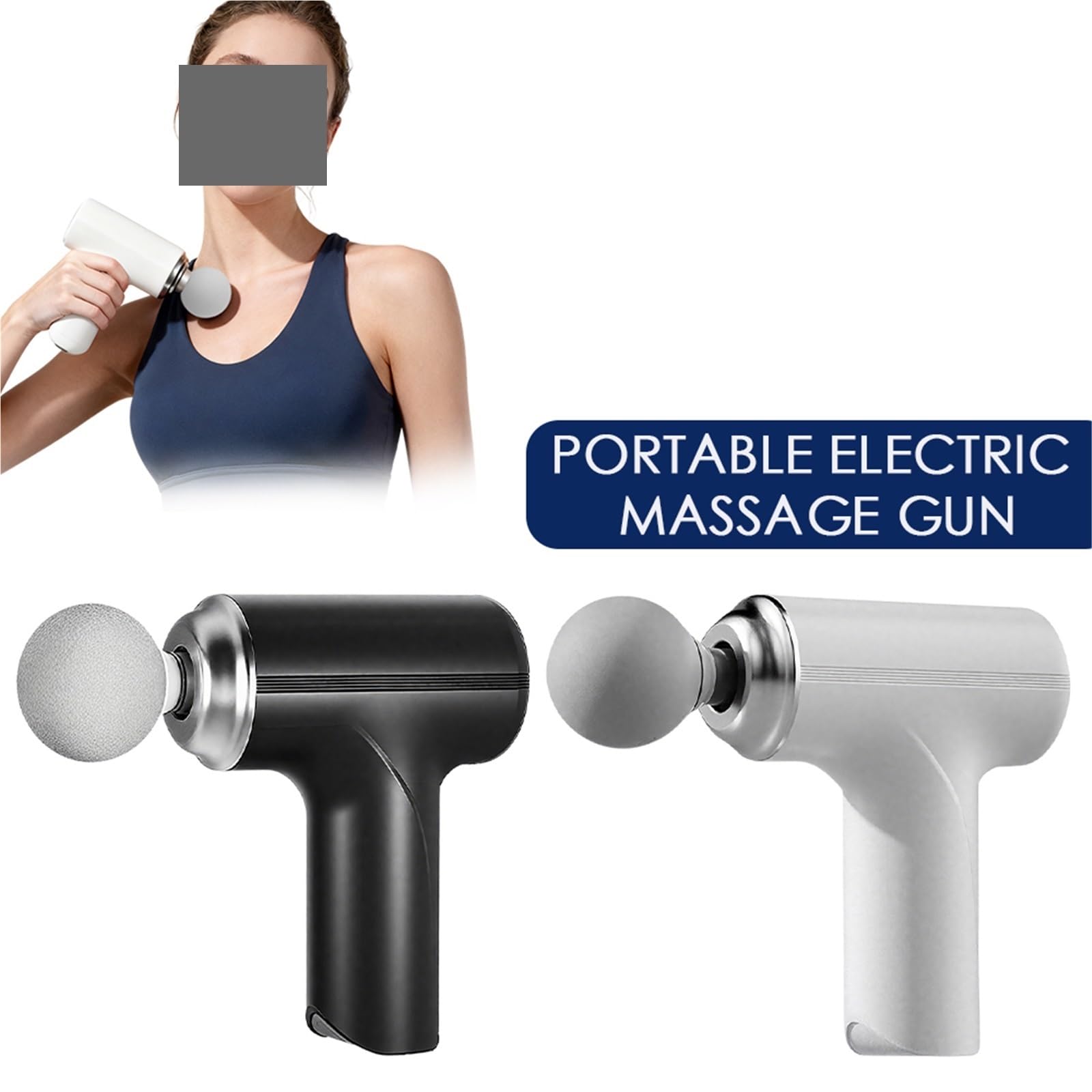 Masajeador portátil, Pistola De Masaje Eléctrica Portátil USB, Mini Fascia, Vibración Alta Frecuencia, Relajación Músculos Corporales(White)