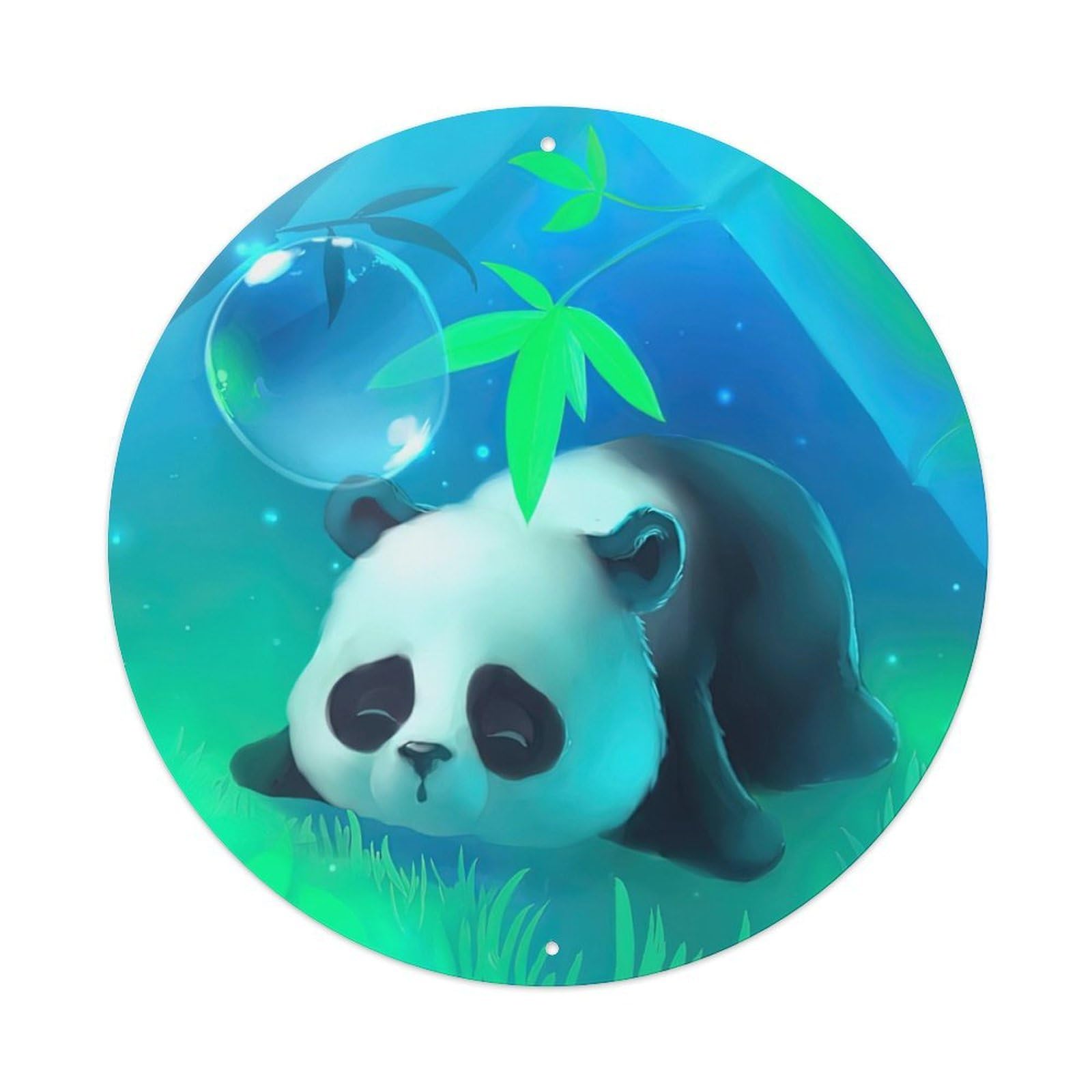 Animal Artwork Cute Baby Panda And Bubbles Vintage Metal Tin Sign Plaque Wall Decor for Cafe, Club Bar, Office, Garden Metal Poster 8x8Inch