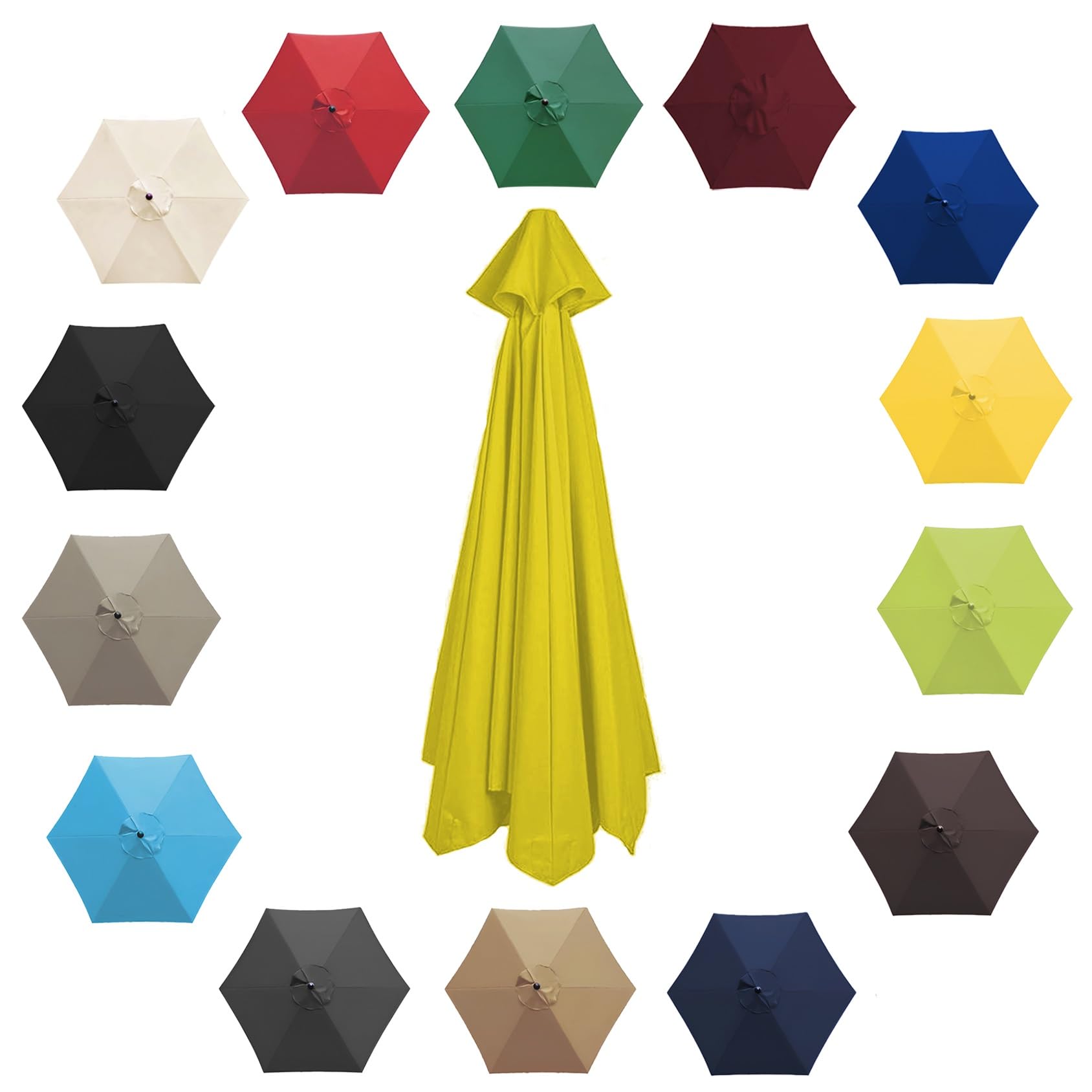 Cmjymx Yellow 200Cm 2.7M 300Cm Umbrella Replacement Parasol Canopy, Garden Parasol Canopy Cover For Patio Sun Umbrella, 6 Arms/8 Arms Replacement Parasol Cover, Market Table Umbrella Replacement Top(Color:,Si