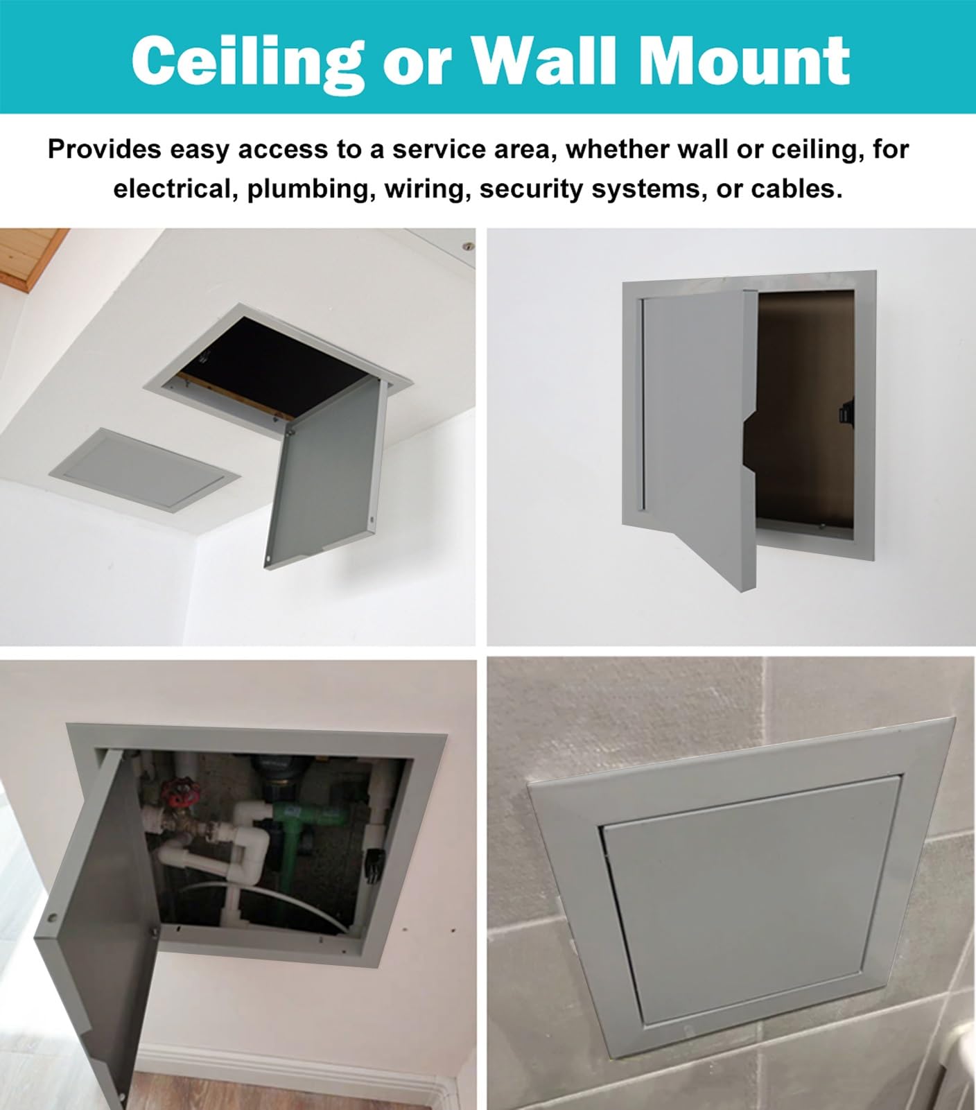 Porta di accesso per cartongesso, pannello di ispezione in metallo per condotti e fili elettrici, piastra di accesso a soffitto/parete