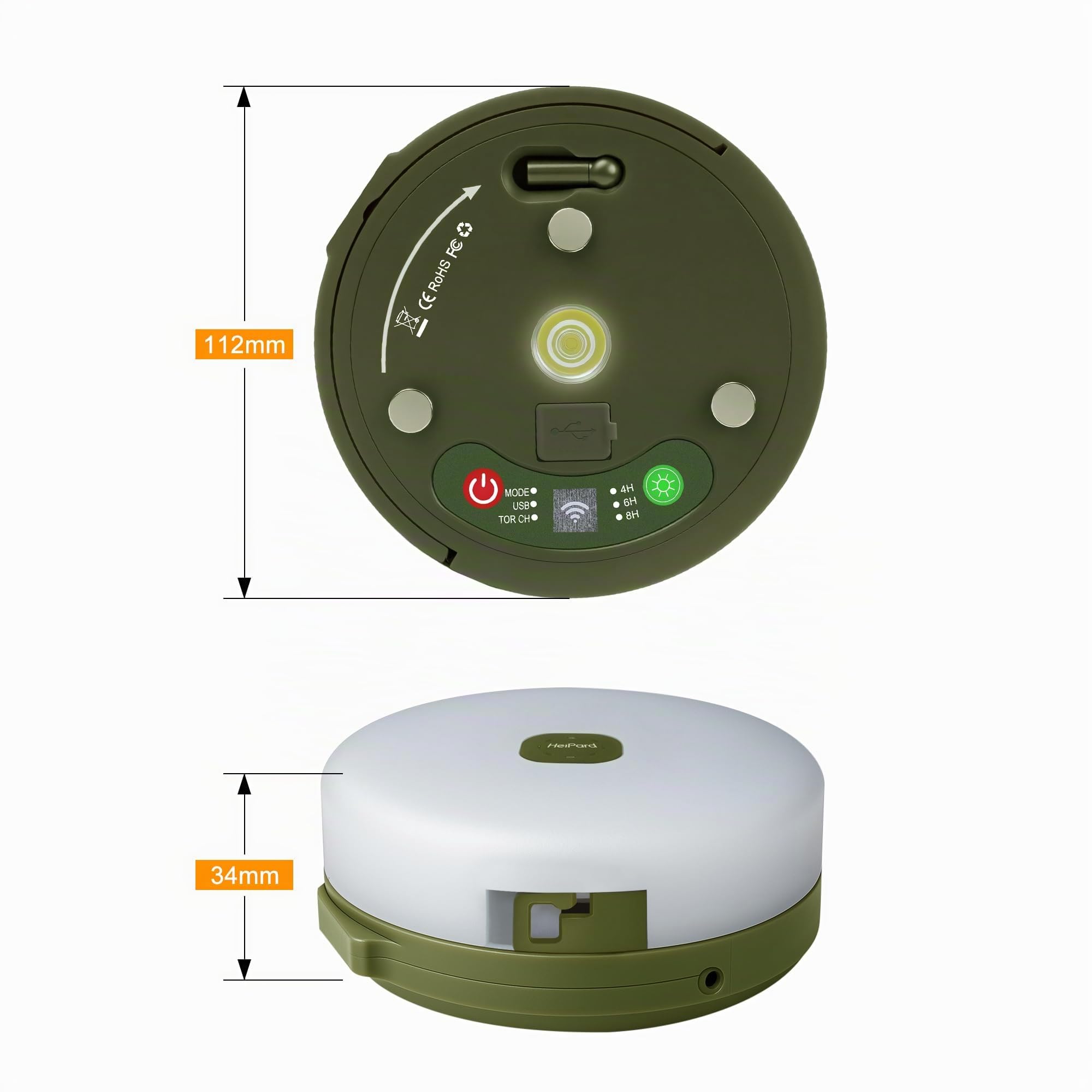 HeiPard Luci Catena Luminosa da Esterno da Campeggio Avvolgibile 10 M 100 LED, 8 Modalità, Timer, Portatile Impermeabile Luci LED da Esterno Ricaricabili USB per Campeggio, Esterni, Balcone, Giardino
