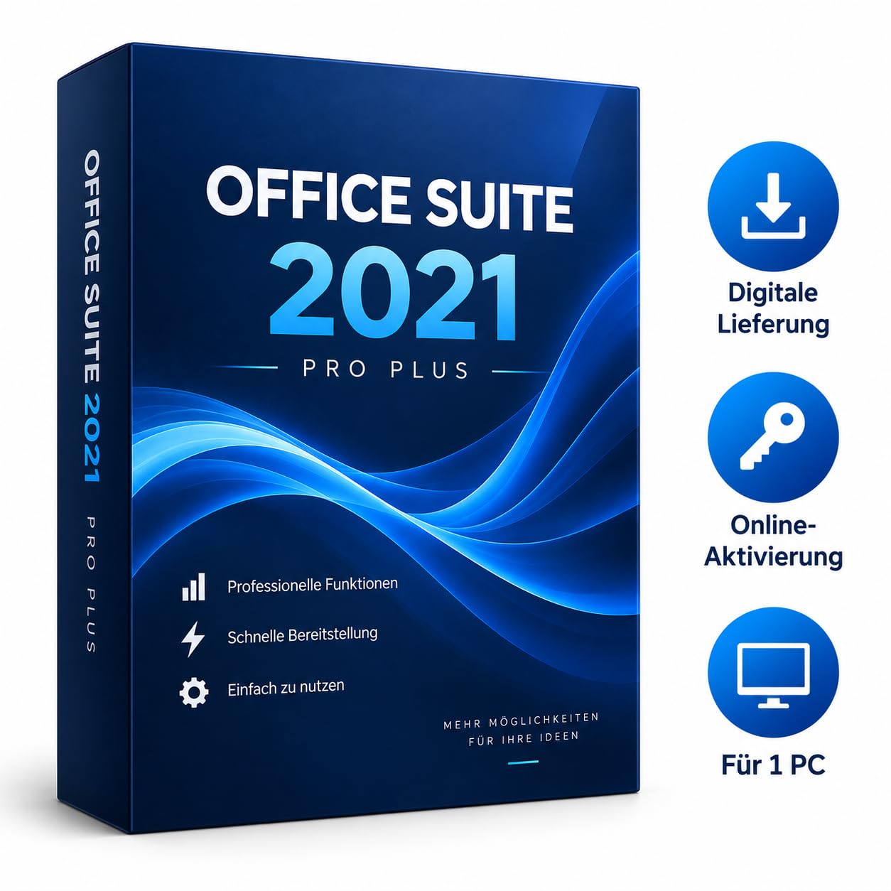 Geeignet für Office Suite 2021 Professional Plus – Digitale Lizenz – Für 1 PC – Online-Aktivierung – Schnelle Lieferung über Amazon-Nachricht
