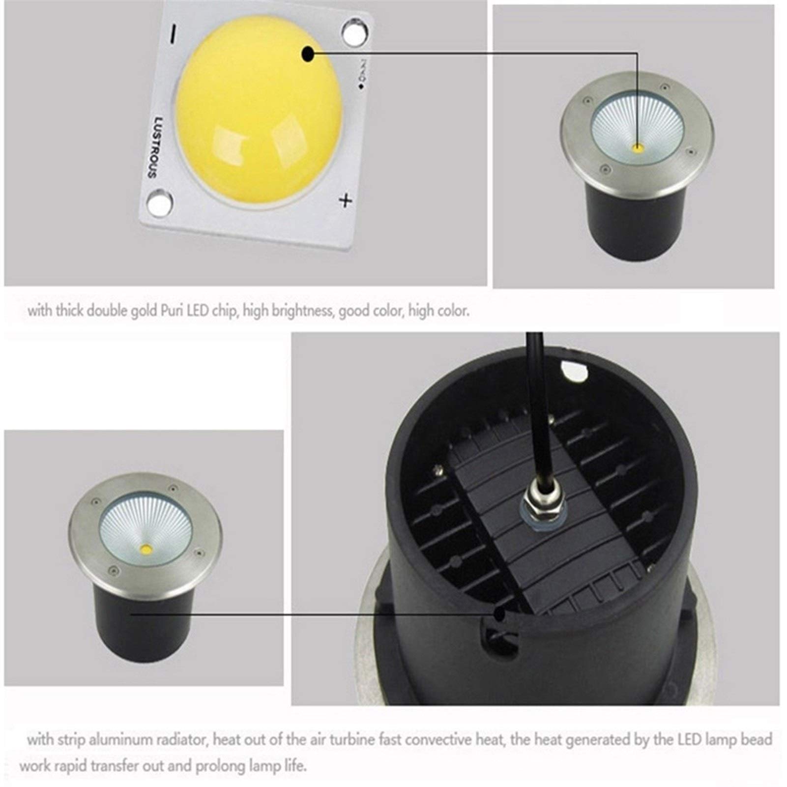 Faretti Incasso Esterni Impermeabile IP67 AC85-265V all'aperto Giardino terrazza Faretto da Incasso Luce Bianca Calda 10 Potenza (Colore : Bianco Caldo, Misurare : 30W)