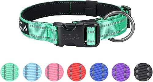 EXCELLENT ELITE SPANKER Collar reflectante para perro, clásico, suave, acolchado, de nailon transpirable, ajustable, con hebilla de liberación