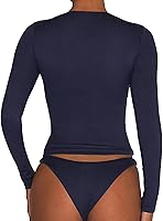 Vista 70 de Blusa corta básica casual para mujer, ajustada, manga larga, cuello redondo, color sólido, para otoño, camiseta ajustada Gris claro