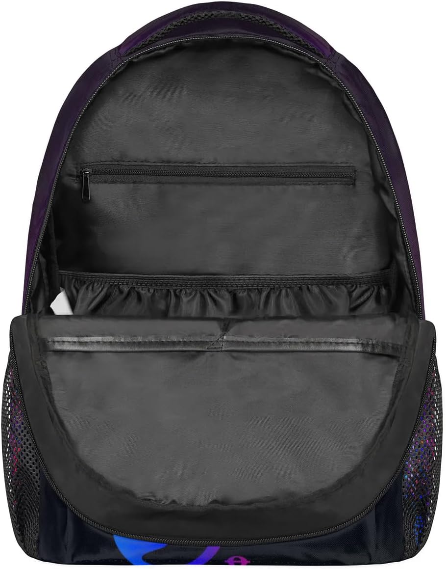 cfpolar Music Backpack for School, Purple Abstract Music Note Laptop Backpack Water Resistant Bookbag Computer Bag Travel Hiking Camping Rucksack Daypack Shoulder Bag for Teenager Boys Girls Kids