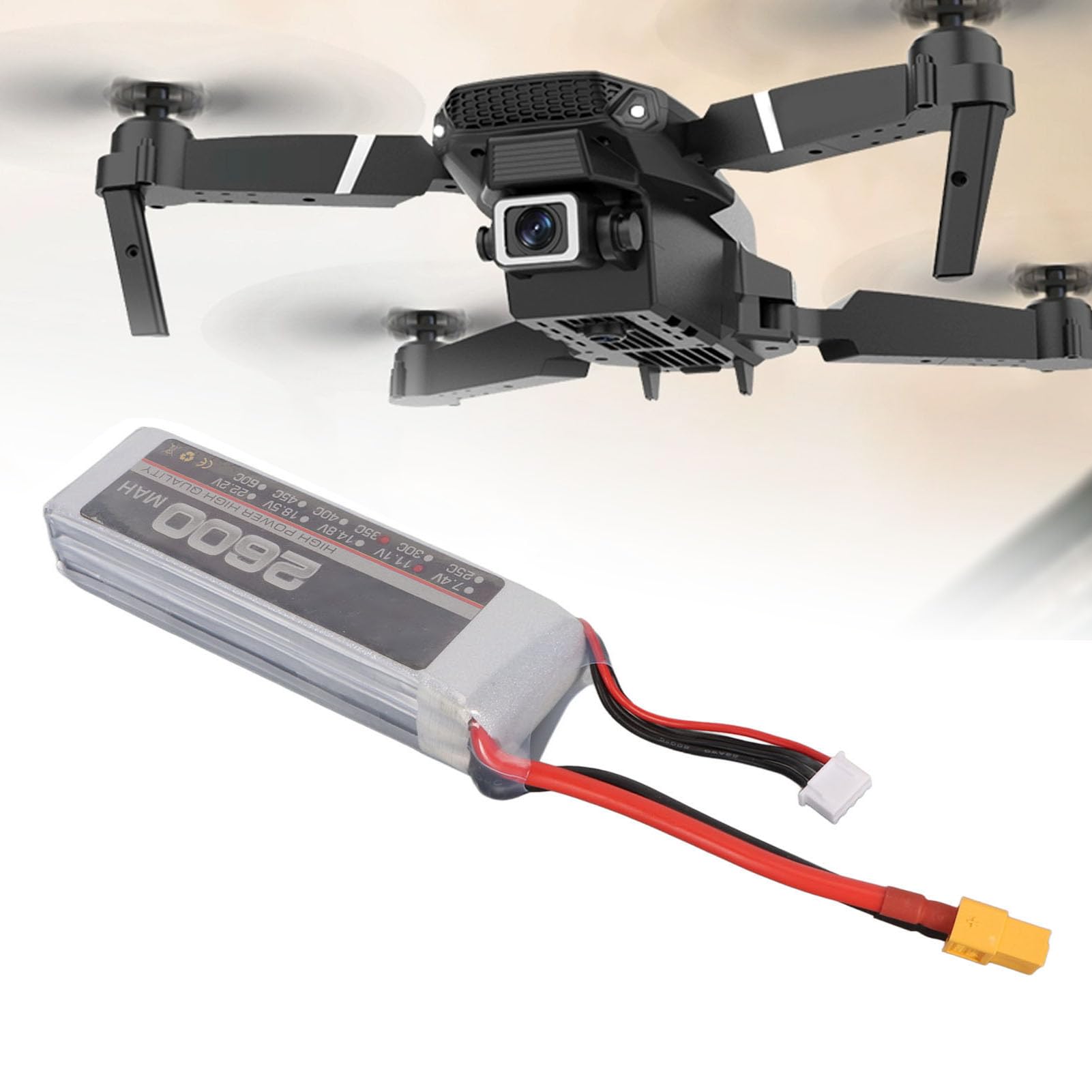 11.1V 35C 2600mAh 3S RC Lipo Batteria per FPV Racing Drone Quadcopter Elicottero Aereo RC Barca Modelli RC con Connettore XT60 Prestazioni di Scarica Elevate e Fonte (XT60)