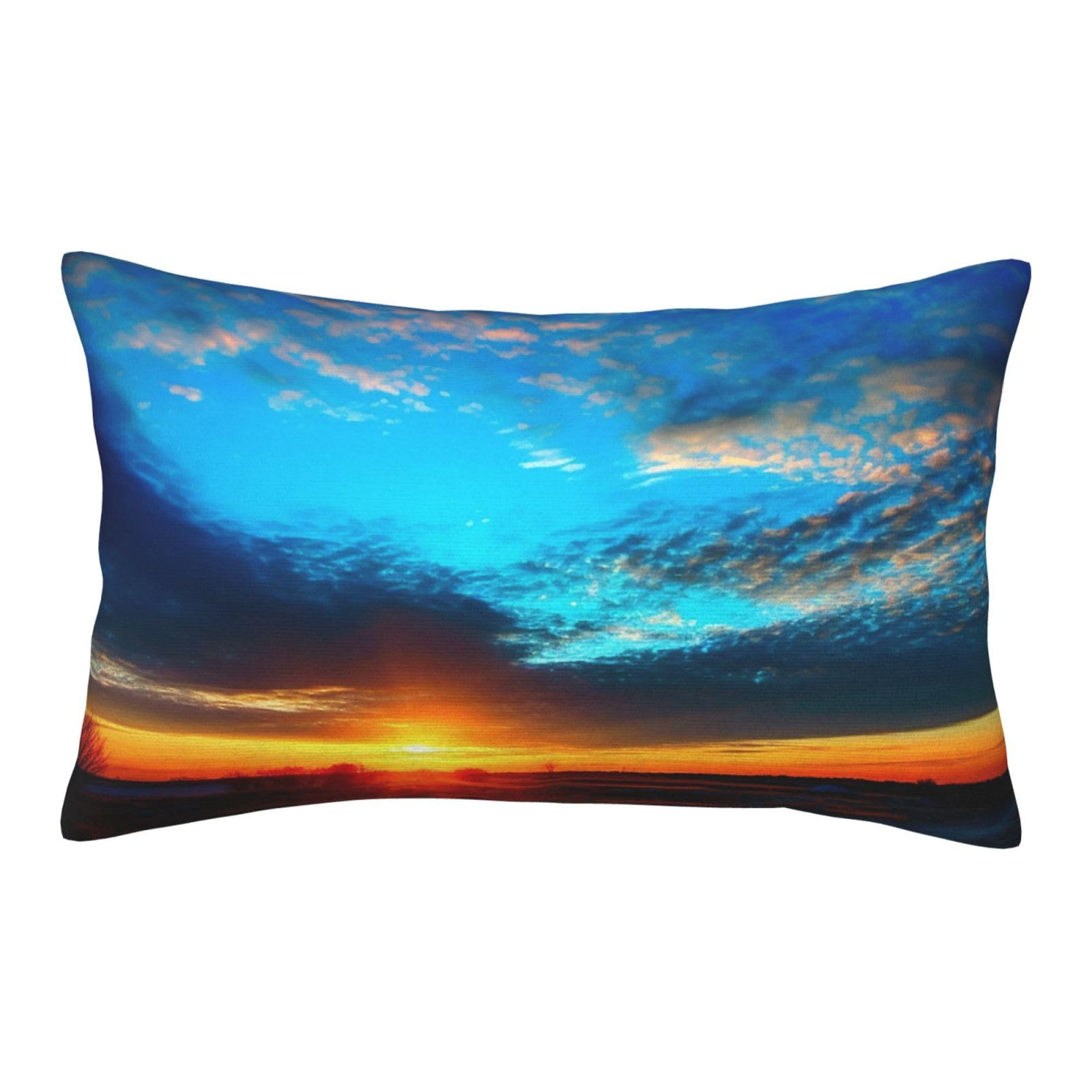 Velvet Pillowcases 20"x30" Ultra Soft Breathable Pillow Cases, Luxury Fuzzy Throw Pillow Covers with Zipper, Sunset Blue Pillow Shams All Seasons Decorative Cushion Cases for Couch