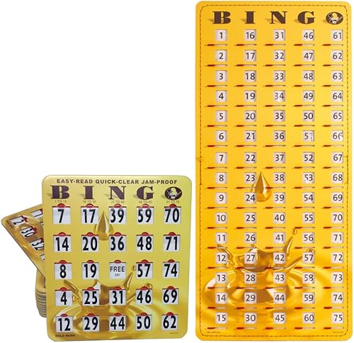 MR CHIPS 10 Easy Read Quick Clear Bingo Cards with Sliding Windows and Master Board