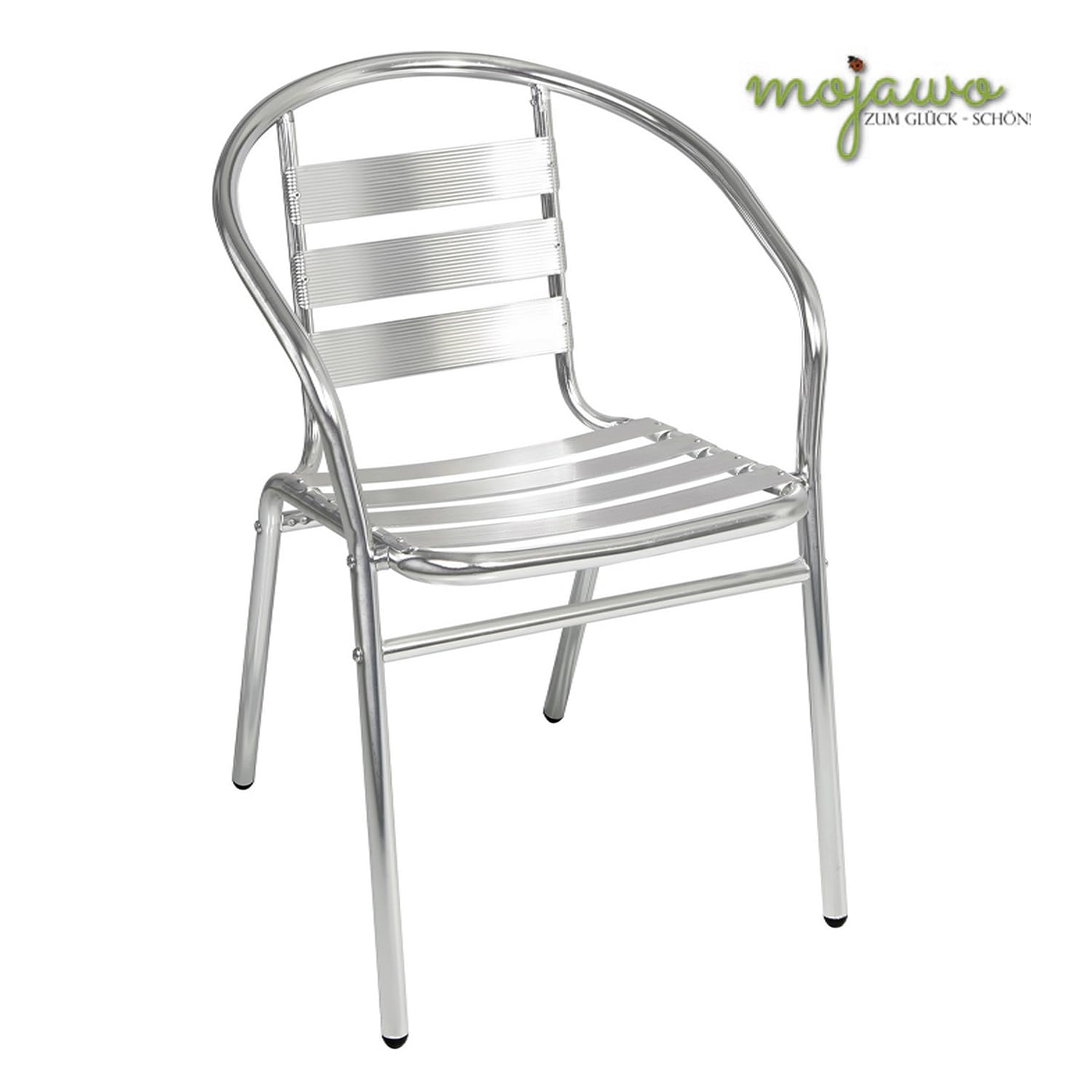 Mojawo® Qualität Aluminium Campingstuhl Gartenstuhl Stapelstuhl Bistrostuhl stapelbar Balkonmöbel Gartensitzmöbel Silber Küchenstuhl
