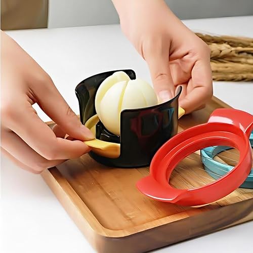 Miniatura 3 de Cortador de huevos de acero inoxidable 4 en 1 para huevos duros, frutas y más, cortador de huevos sin esfuerzo para ensaladas, sándwiches, tablas de