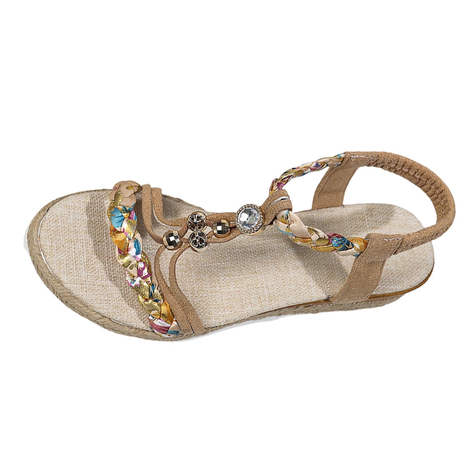 Sandales Compensées Femme Chaussures Antidérapantes Respirantes Et Nu-Pieds Bohême Bout Ouvert Avec Talon Plateforme Comfy Semi Trailer Sandales Orthopedique Chic Claquette